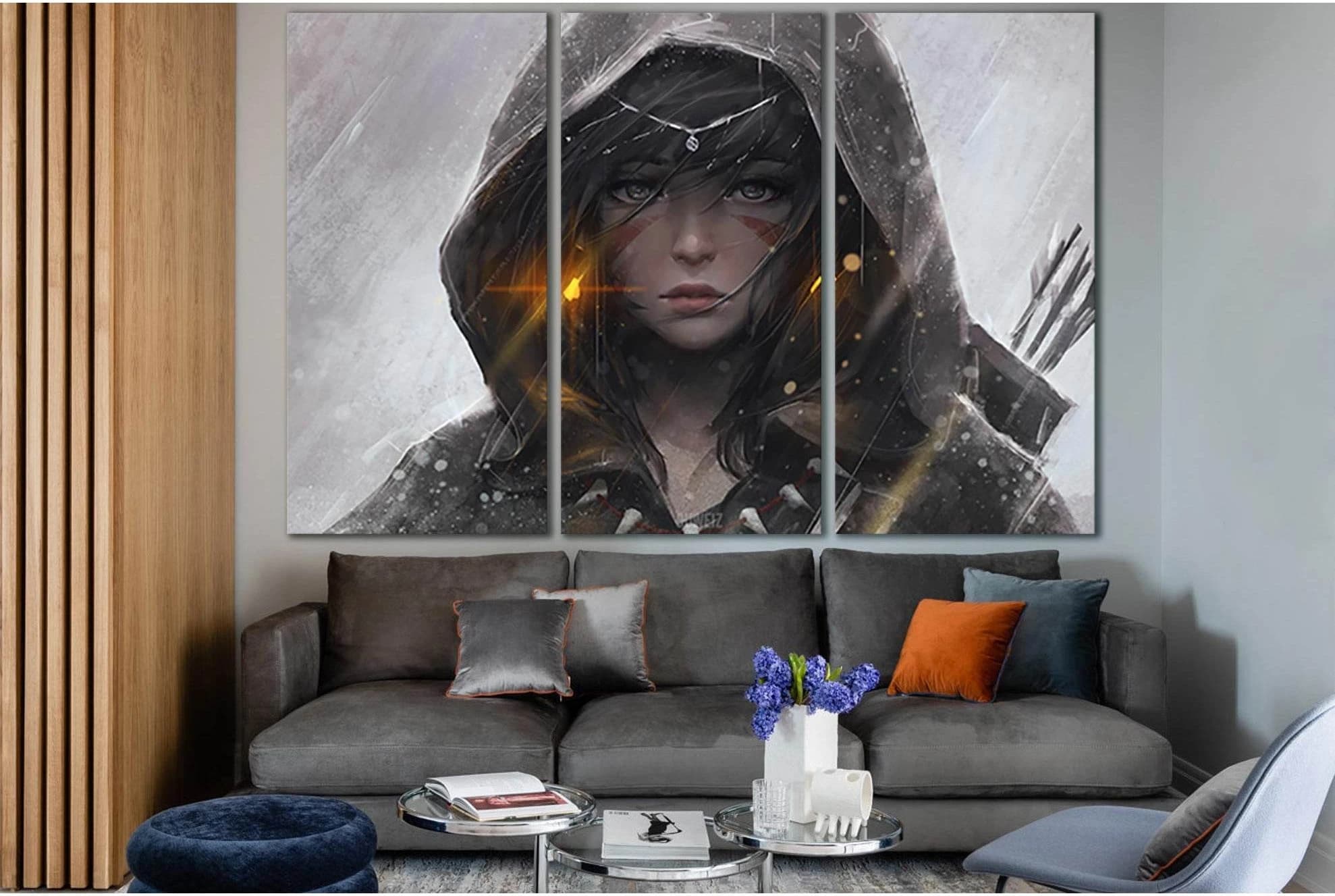 Warrior Girl In Hood №SL1279 Ready to Hang Canvas Print - Zellart Canvas Prints 0new, ALL_Products, Fantasy And Sci Fi Wall Art