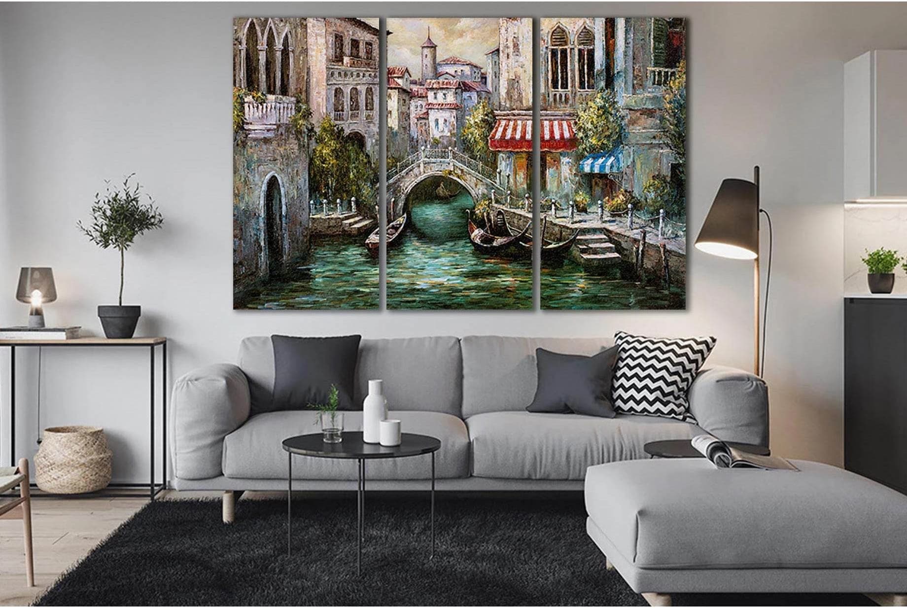 Water Canal In Venice №SL614 Ready to Hang Canvas Print - Zellart Canvas Prints 0new, ALL_Products, Oil Painting Wall Art