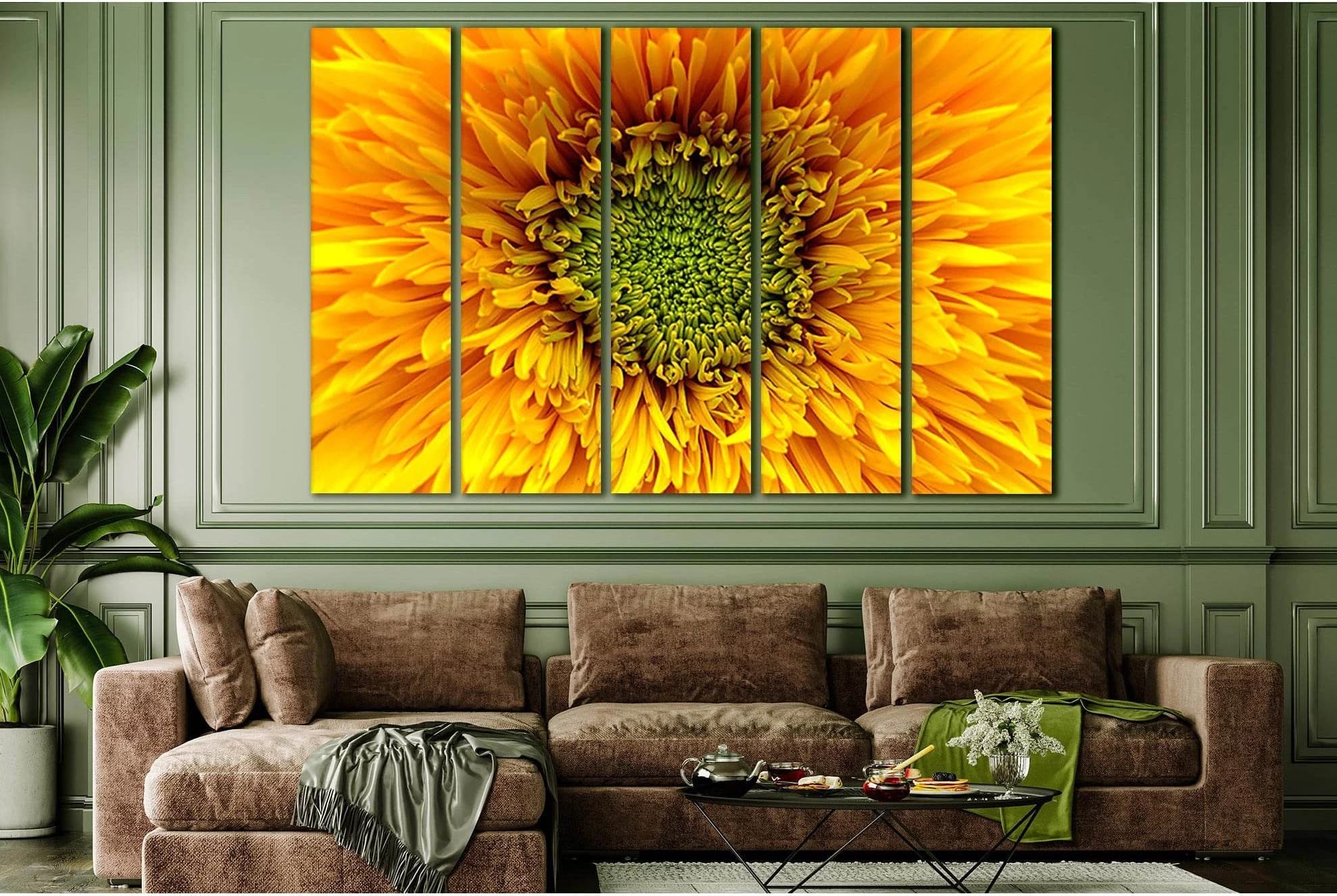 White And Green Flower №SL727 Ready to Hang Canvas Print - Zellart Canvas Prints 0new, ALL_Products, Floral & Botanical Wall Art