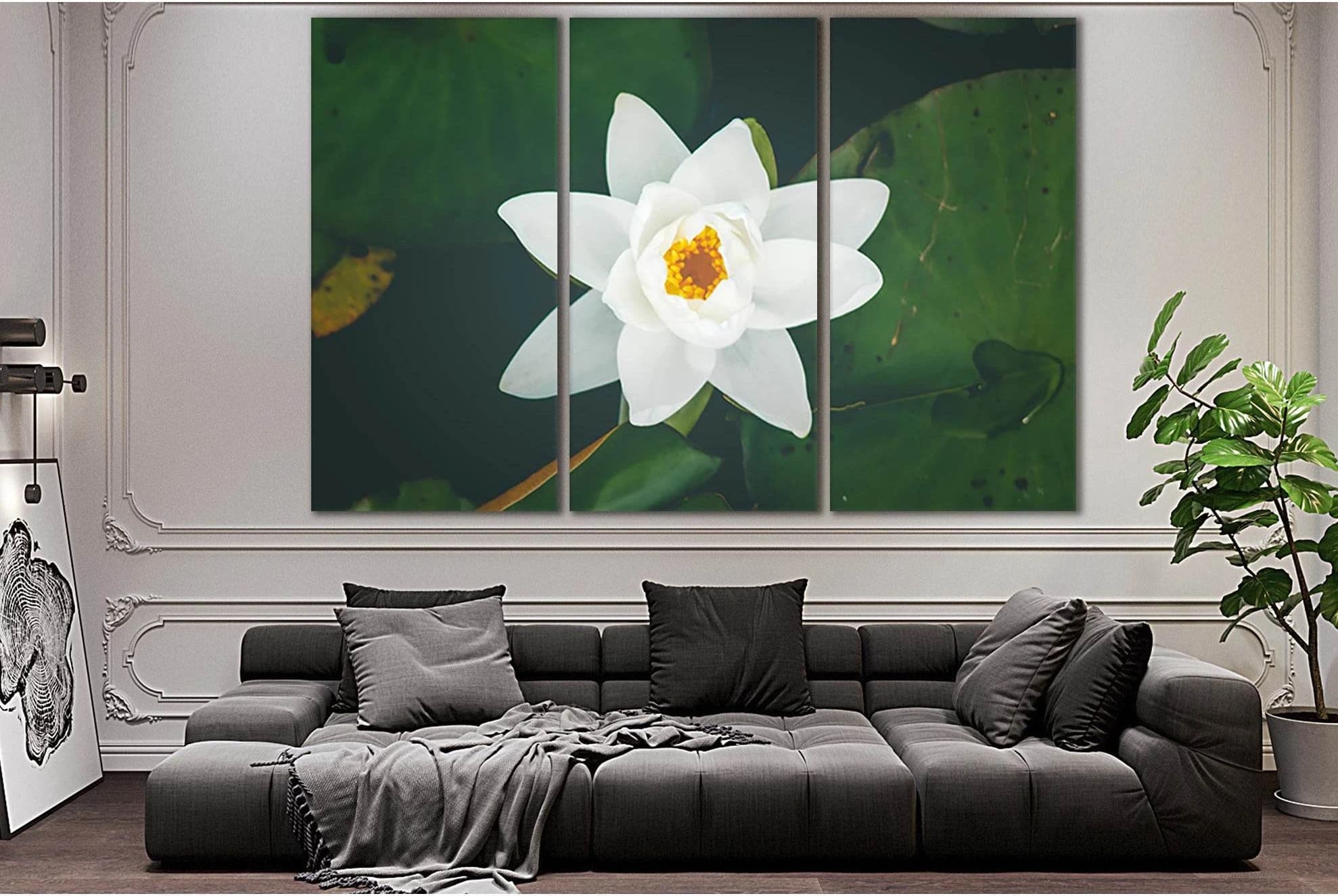White Lily Flower №SL696 Ready to Hang Canvas Print - Zellart Canvas Prints 0new, ALL_Products, Floral & Botanical Wall Art