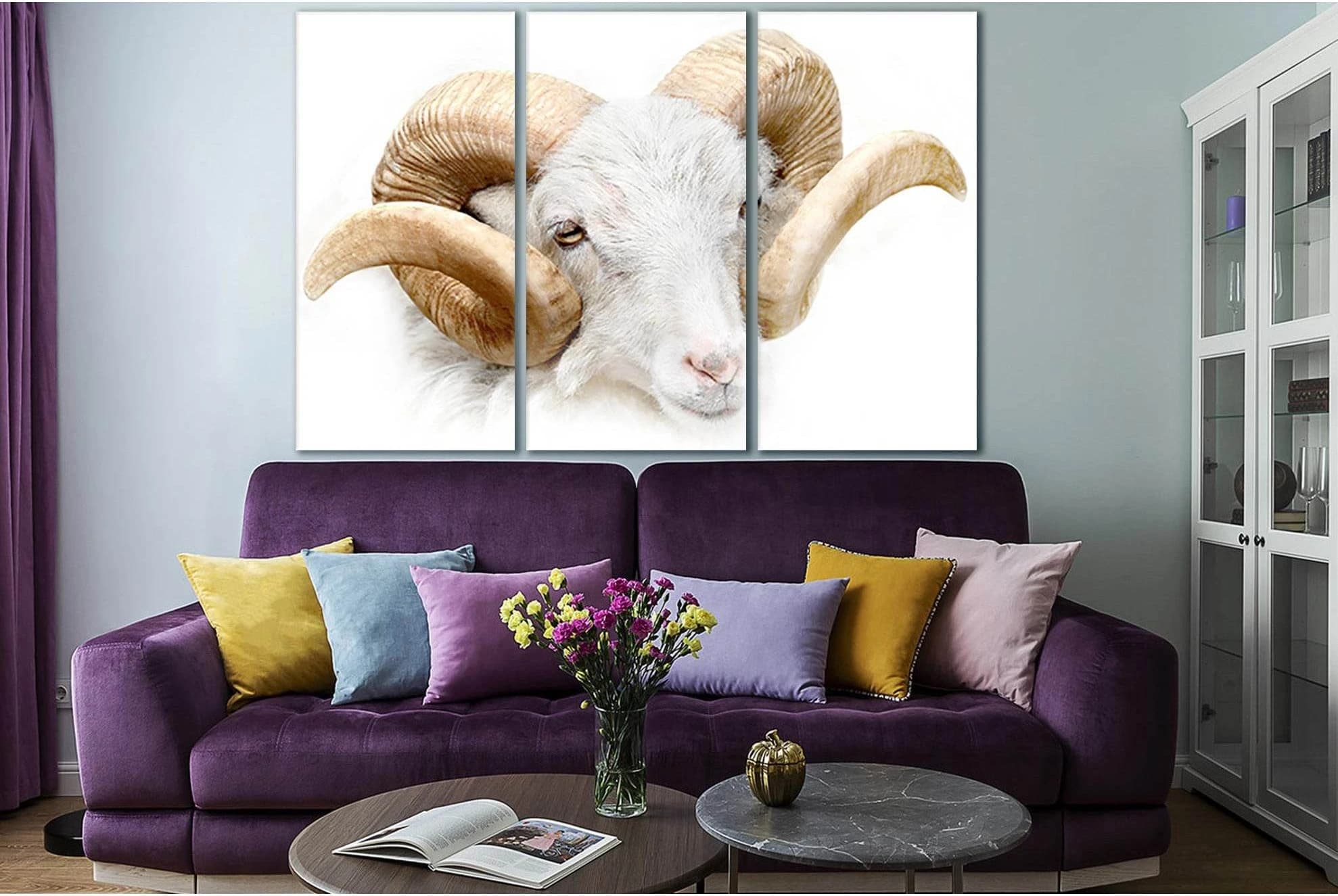 White Ram Close Up №SL997 Ready to Hang Canvas Print - Zellart Canvas Prints 0new, ALL_Products, Animals & Wildlife