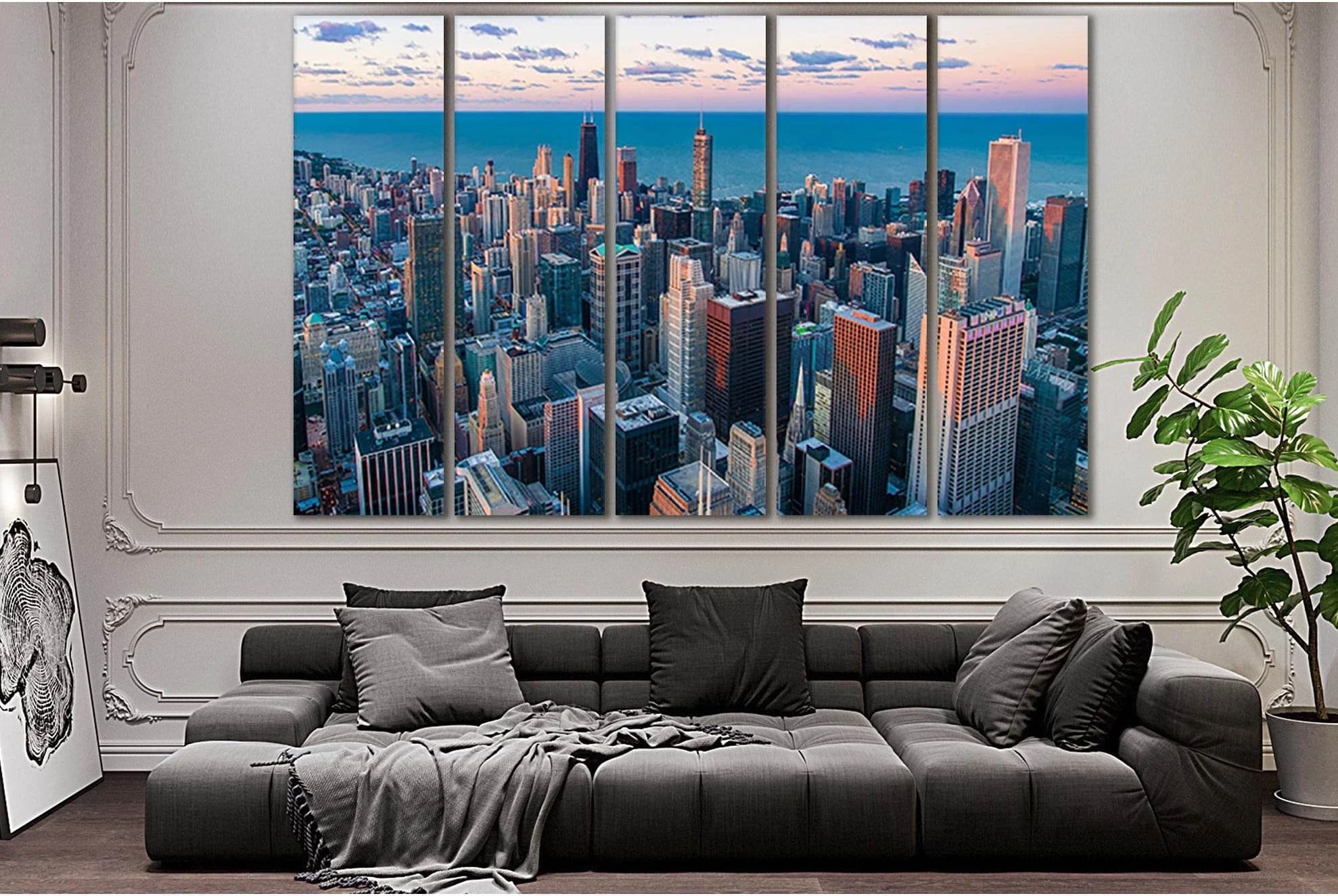 Willis Tower Chicago Skyline №SL333 Ready to Hang Canvas Print - Zellart Canvas Prints 0new, ALL_Products, Cityscapes & Skylines