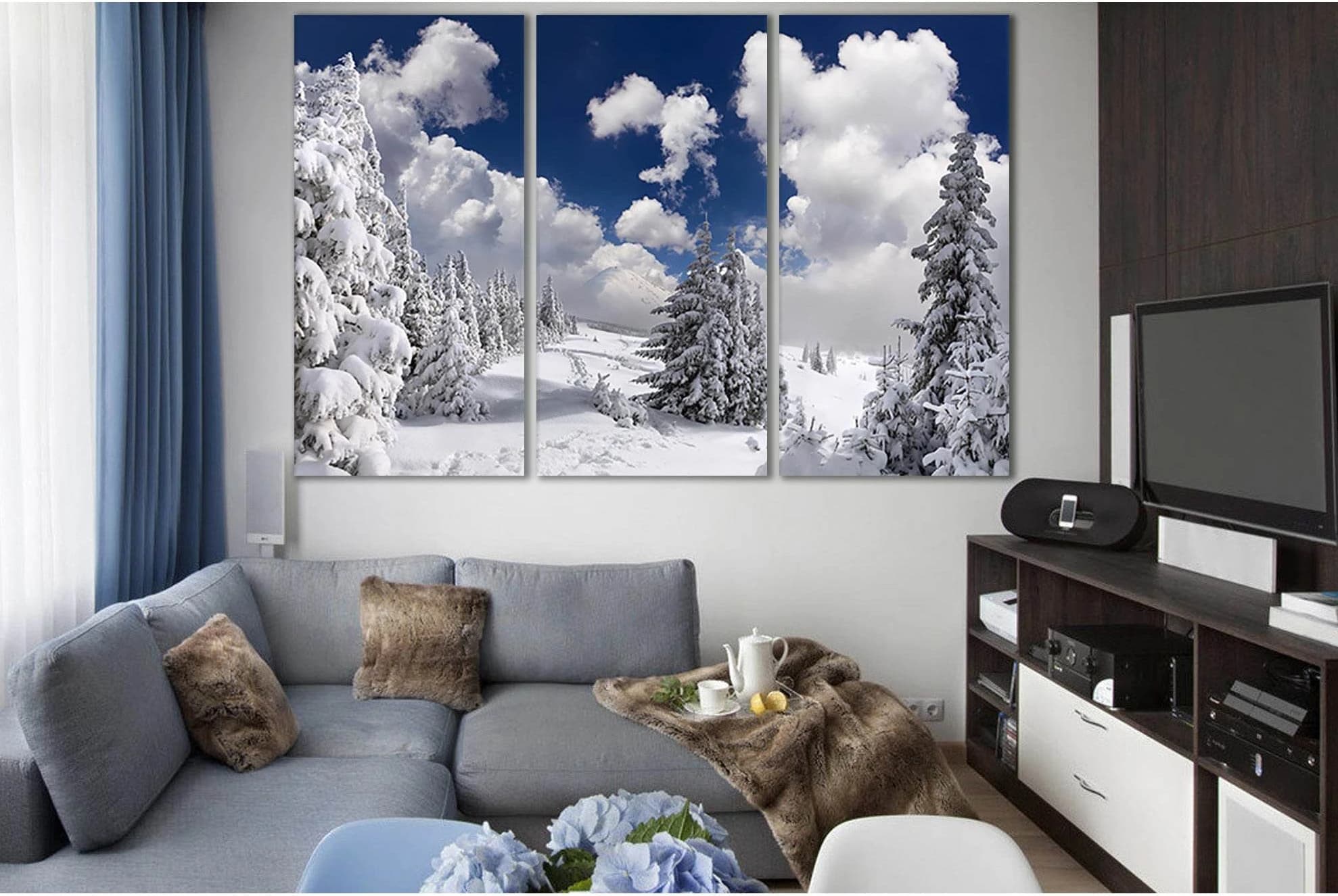 Winter Spruce Snow And Clouds №SL1069 Ready to Hang Canvas Print - Zellart Canvas Prints 0new, ALL_Products, Trees Wall Art