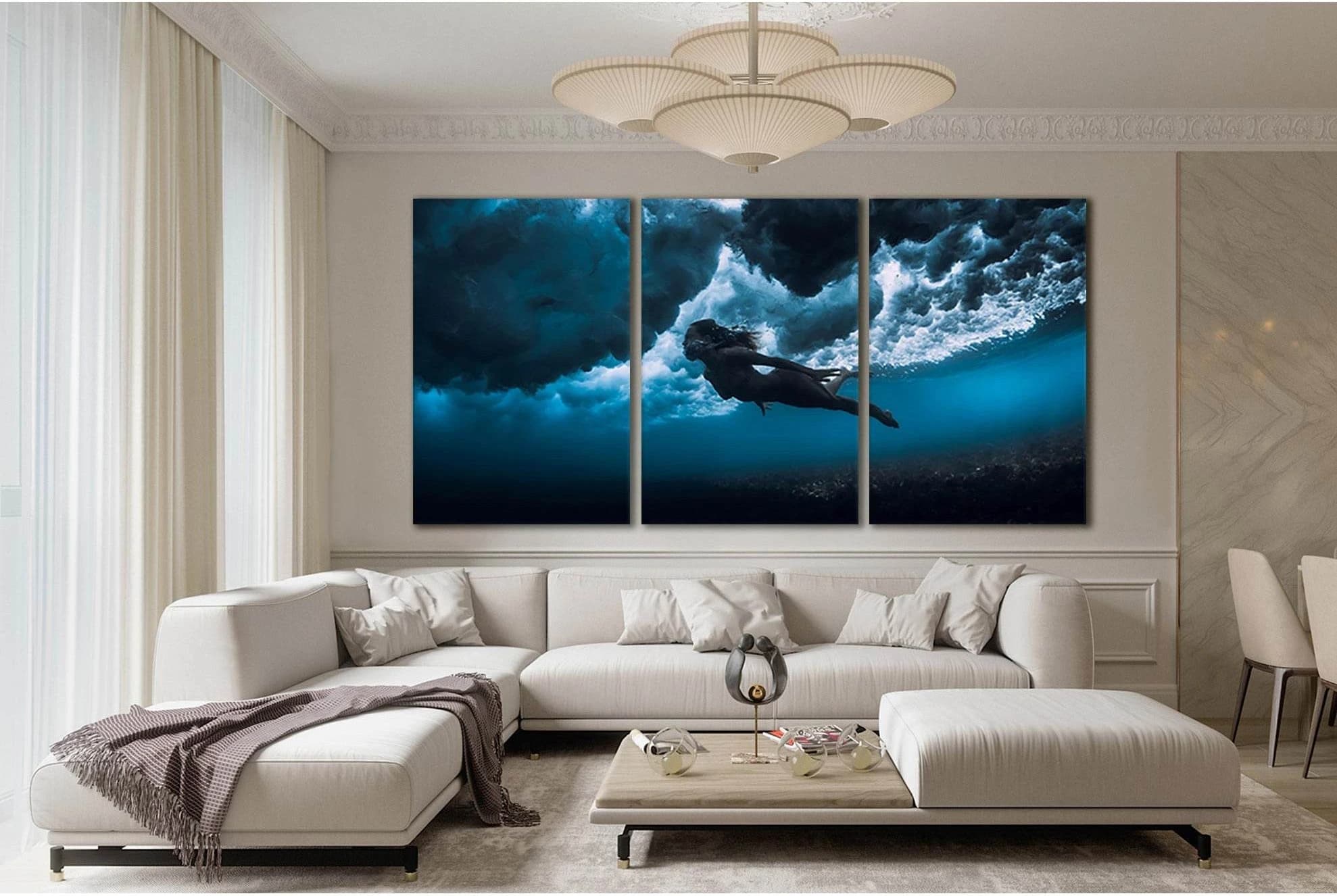 Woman In Ocean №SL46 Ready to Hang Canvas Print - Zellart Canvas Prints 0new, ALL_Products, Beach Ocean & Waves