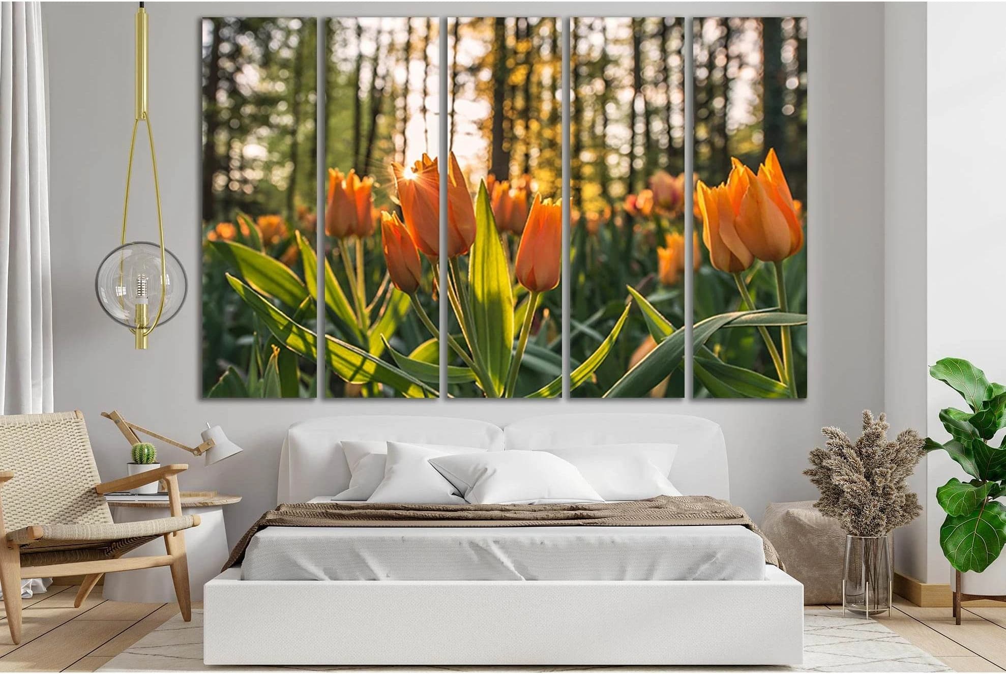 Yellow Tulips In The Forest №SL695 Ready to Hang Canvas Print - Zellart Canvas Prints 0new, ALL_Products, Floral & Botanical Wall Art