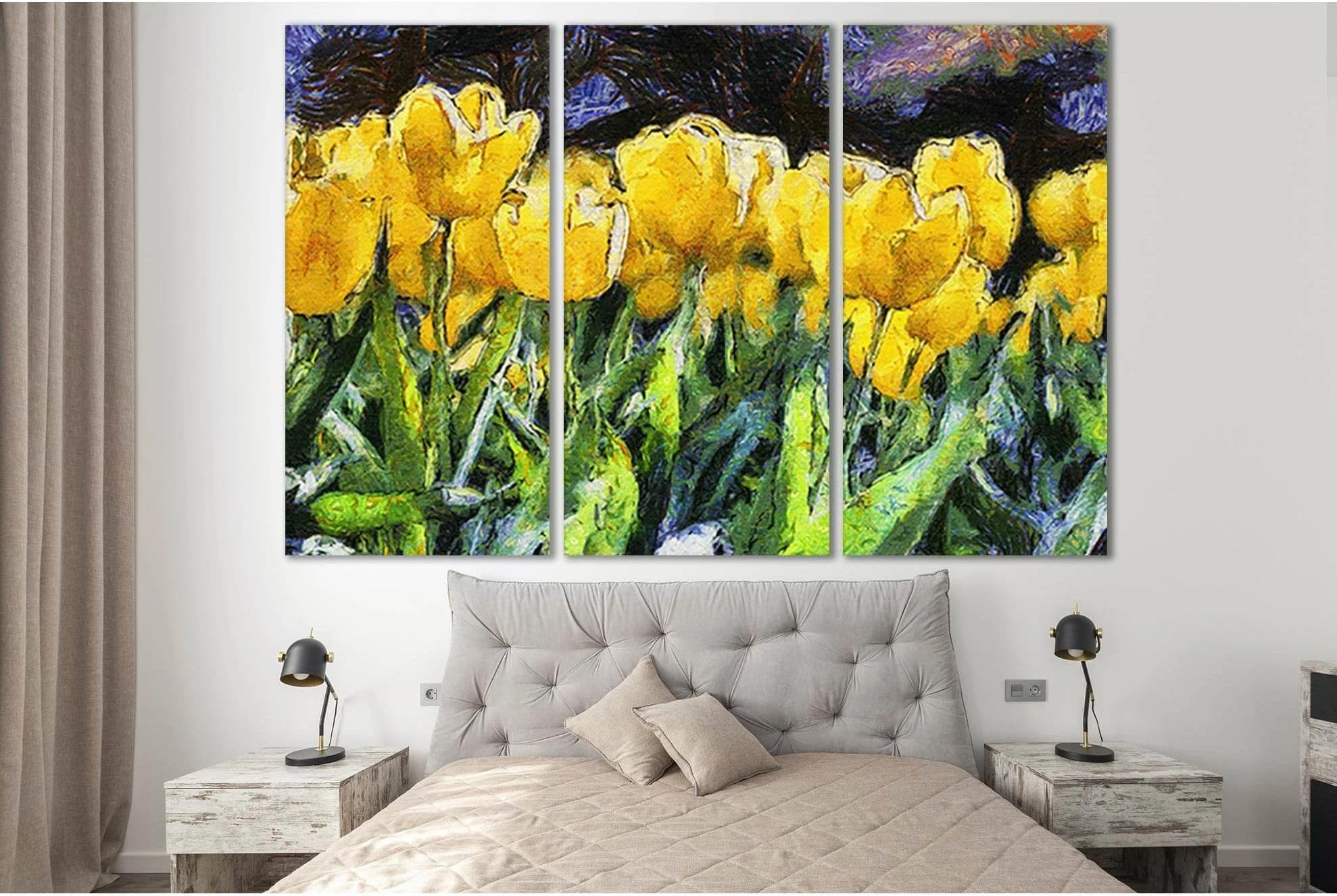 Yellow Tulips Oil Painting №SL568 Ready to Hang Canvas Print - Zellart Canvas Prints 0new, ALL_Products, Oil Painting Wall Art