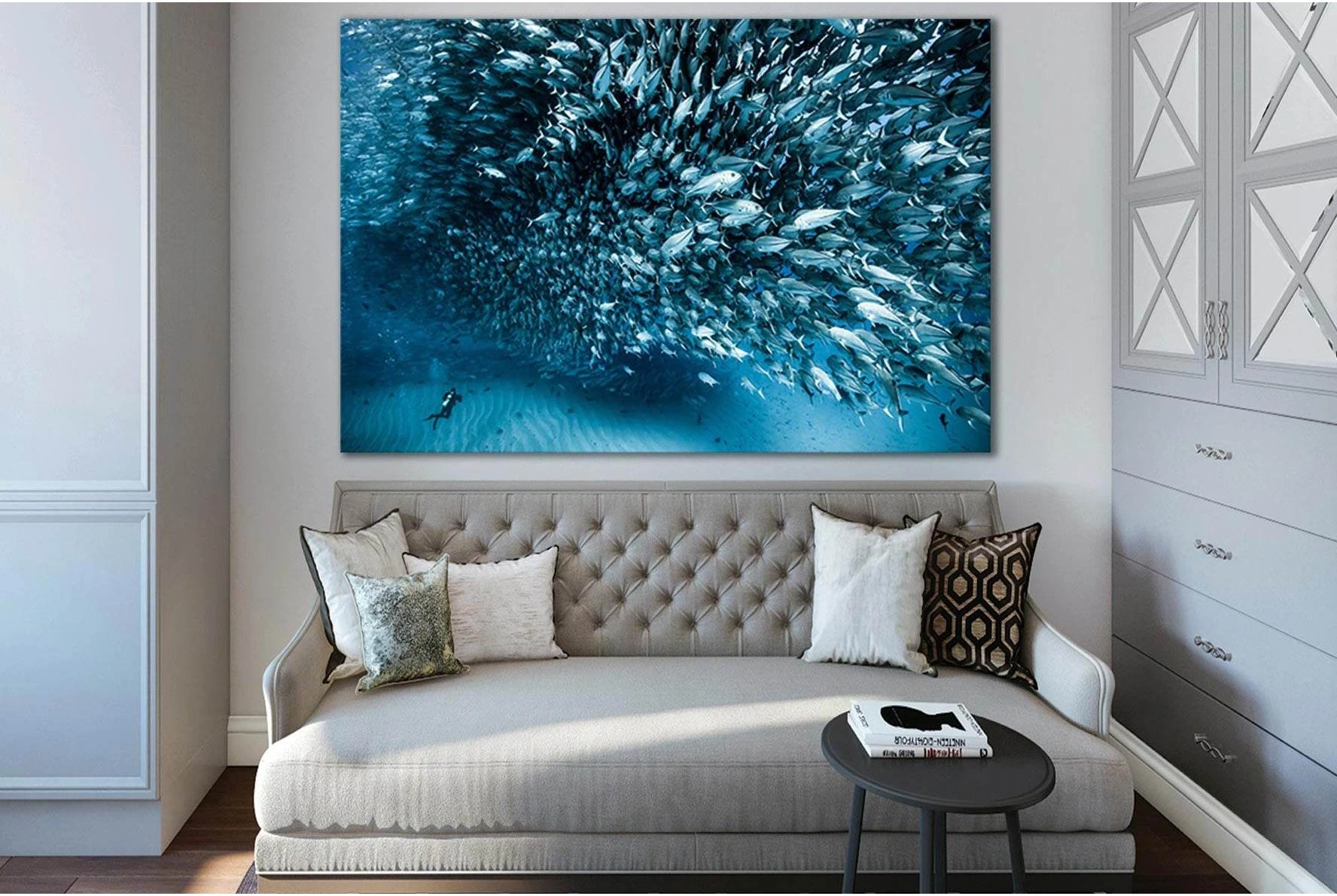 Flock Of Fish And Diver №SL1522 Ready to Hang Canvas PrintCanvas art arrives ready to hang, with hanging accessories included and no additional framing required. Every canvas print is hand-crafted, made on-demand at our workshop and expertly stretched aro