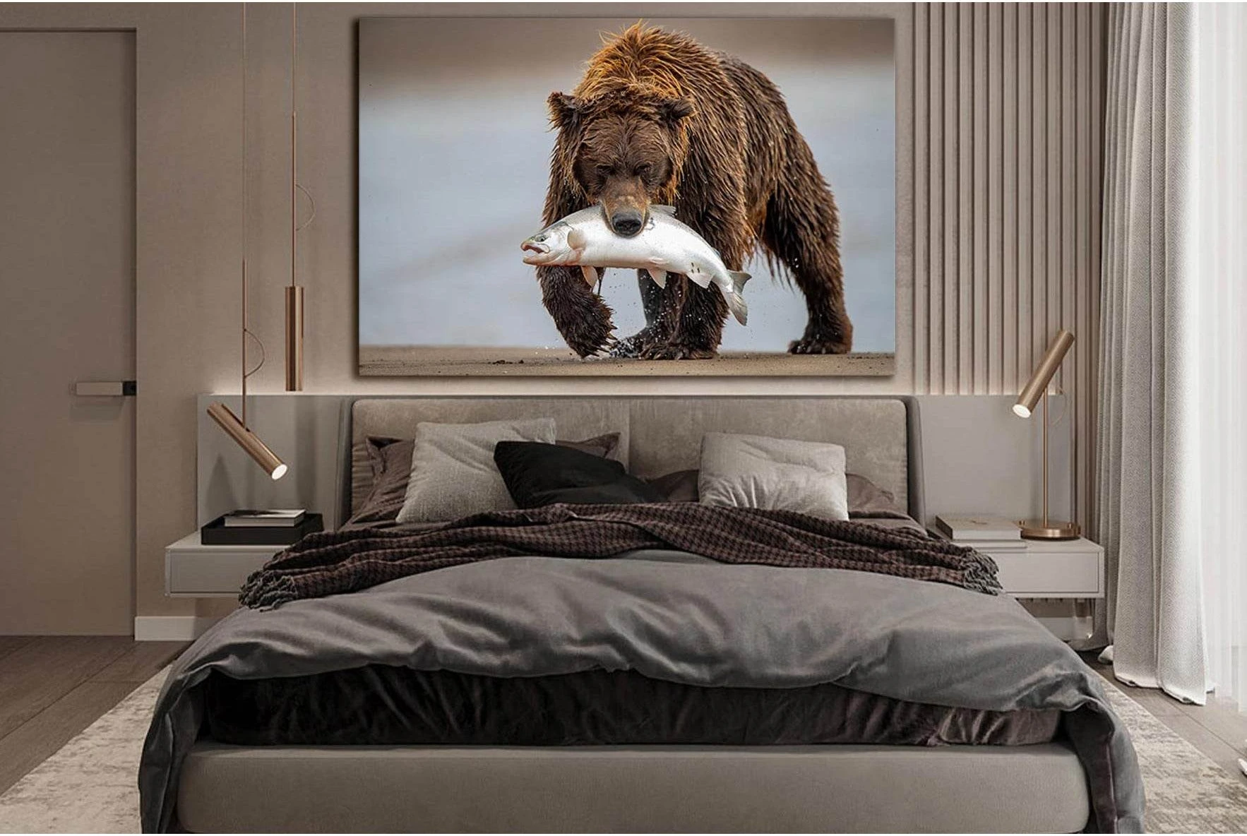 A Grizzly Bear Hunting Salmon №SL1512 Ready to Hang Canvas PrintCanvas art arrives ready to hang, with hanging accessories included and no additional framing required. Every canvas print is hand-crafted, made on-demand at our workshop and expertly stretch