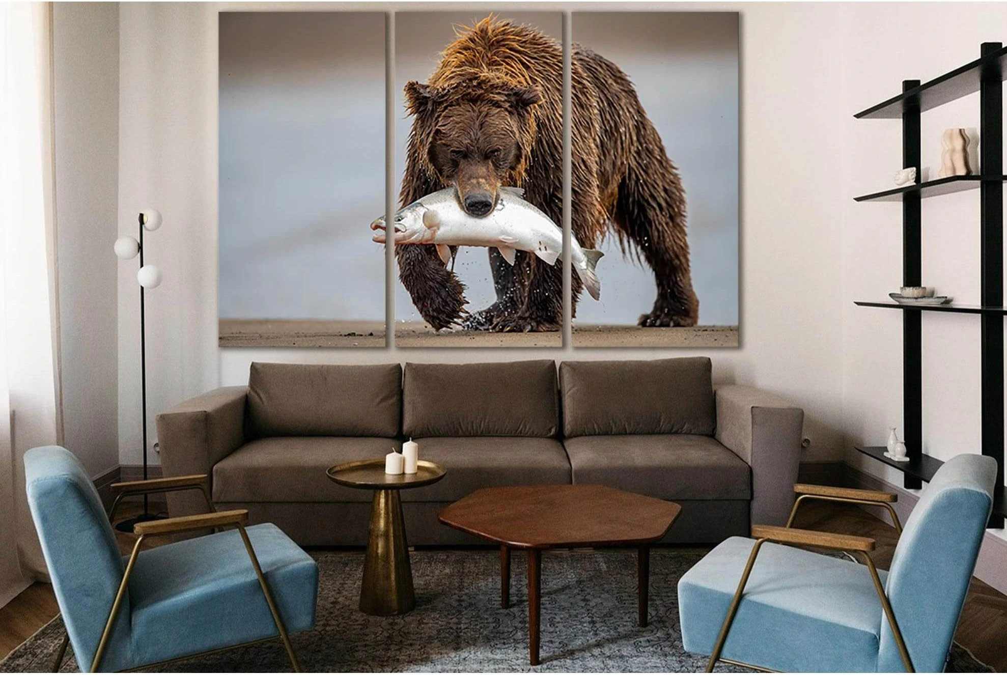 A Grizzly Bear Hunting Salmon №SL1512 Ready to Hang Canvas PrintCanvas art arrives ready to hang, with hanging accessories included and no additional framing required. Every canvas print is hand-crafted, made on-demand at our workshop and expertly stretch