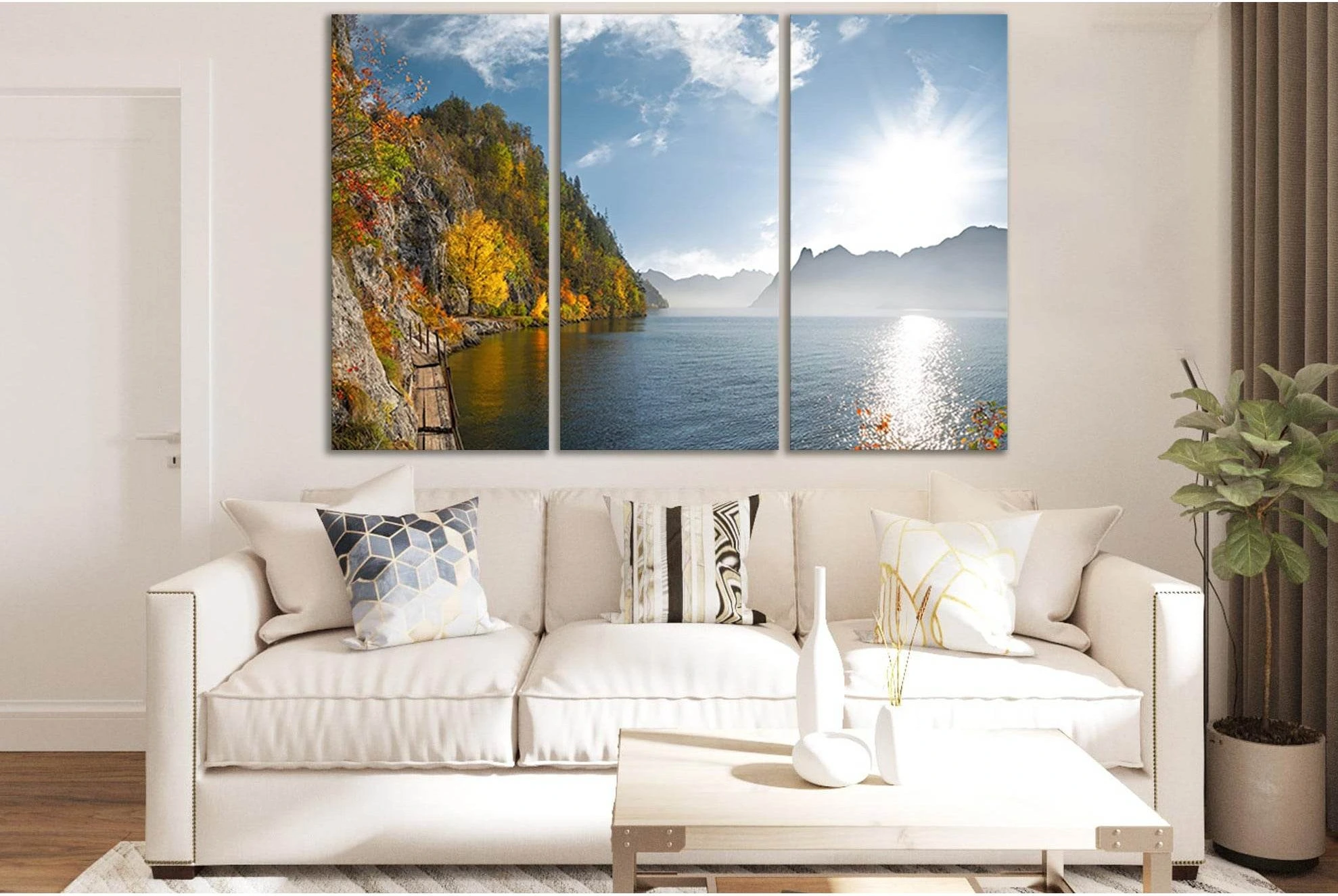 Autumn Lake Between The Mountains №SL1491 Ready to Hang Canvas PrintCanvas art arrives ready to hang, with hanging accessories included and no additional framing required. Every canvas print is hand-crafted, made on-demand at our workshop and expertly str