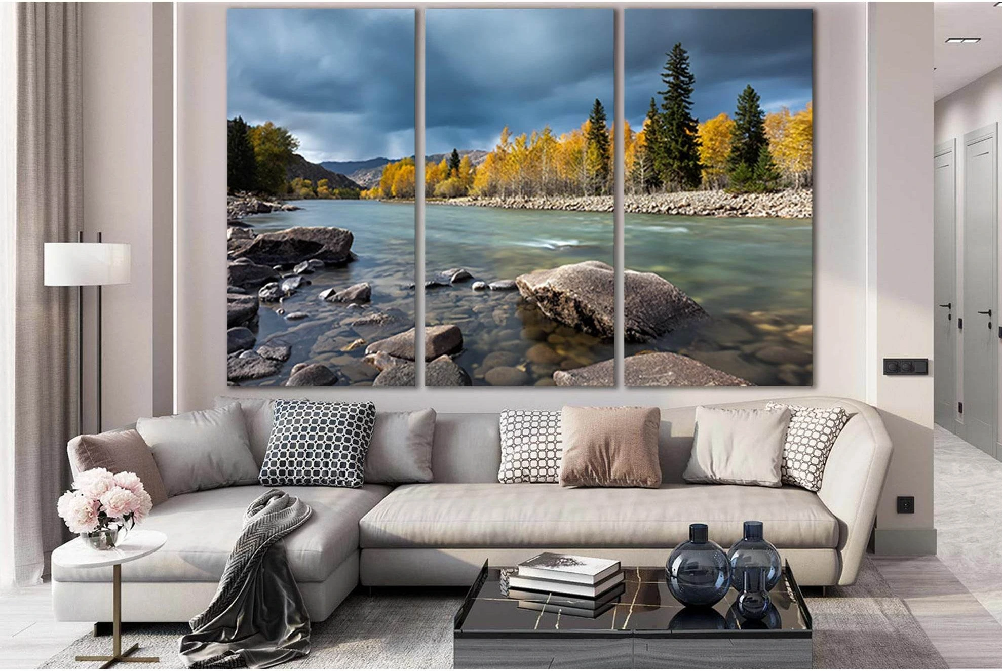 Autumn River And Stone №SL1474 Ready to Hang Canvas PrintCanvas art arrives ready to hang, with hanging accessories included and no additional framing required. Every canvas print is hand-crafted, made on-demand at our workshop and expertly stretched arou