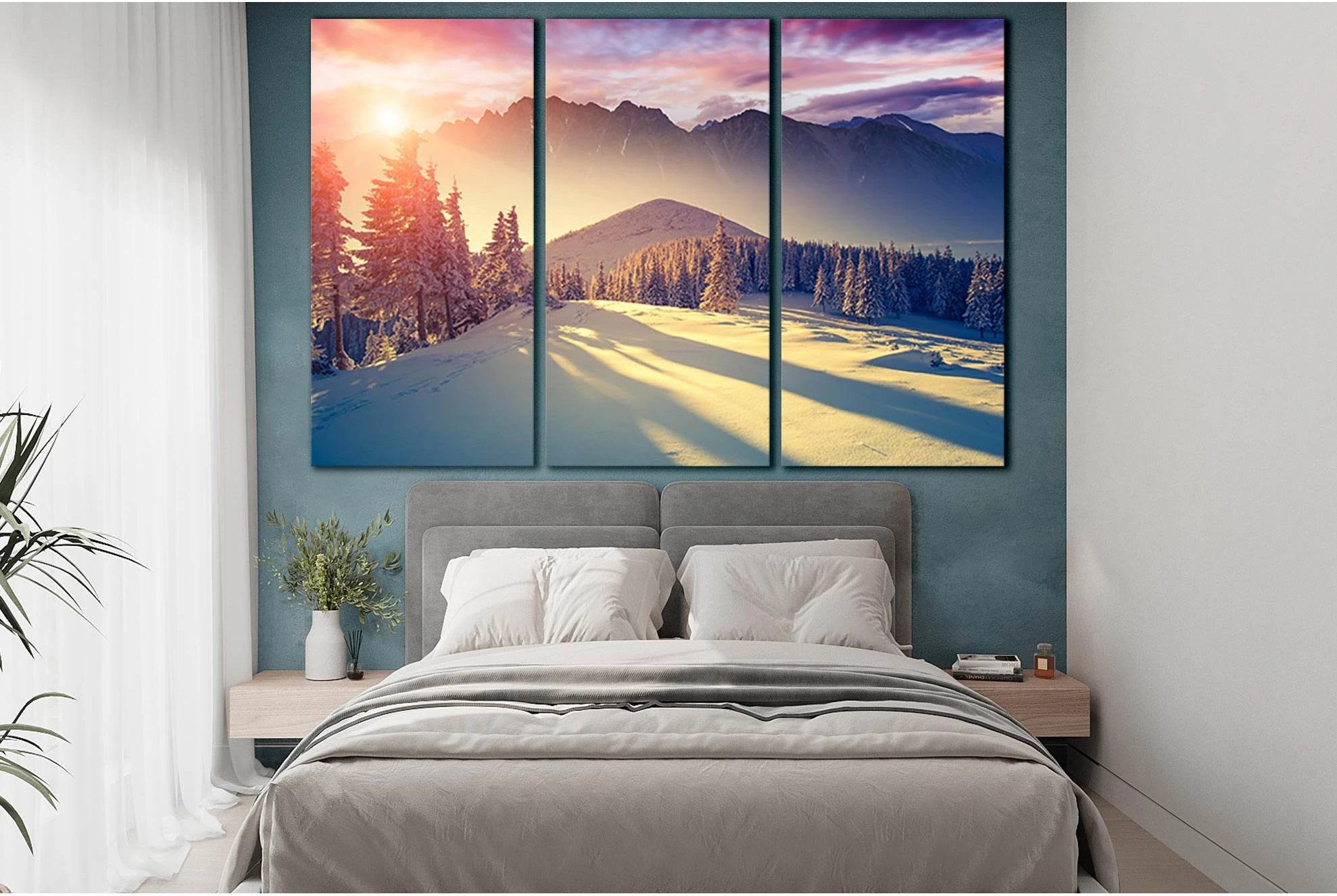 Winter Forest And Sunset In Mountains №SL1571 Ready to Hang Canvas PrintCanvas art arrives ready to hang, with hanging accessories included and no additional framing required. Every canvas print is hand-crafted, made on-demand at our workshop and expertly