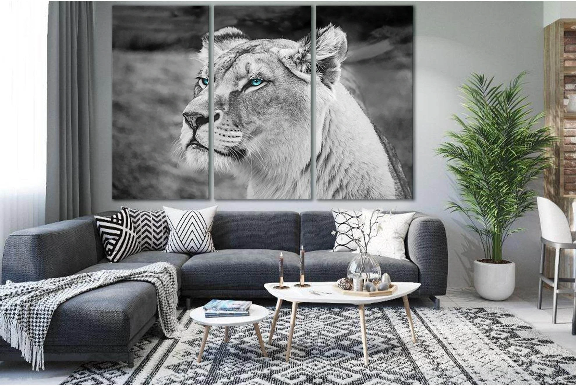 Lion With Blue Eyes №SL1556 Ready to Hang Canvas PrintCanvas art arrives ready to hang, with hanging accessories included and no additional framing required. Every canvas print is hand-crafted, made on-demand at our workshop and expertly stretched around