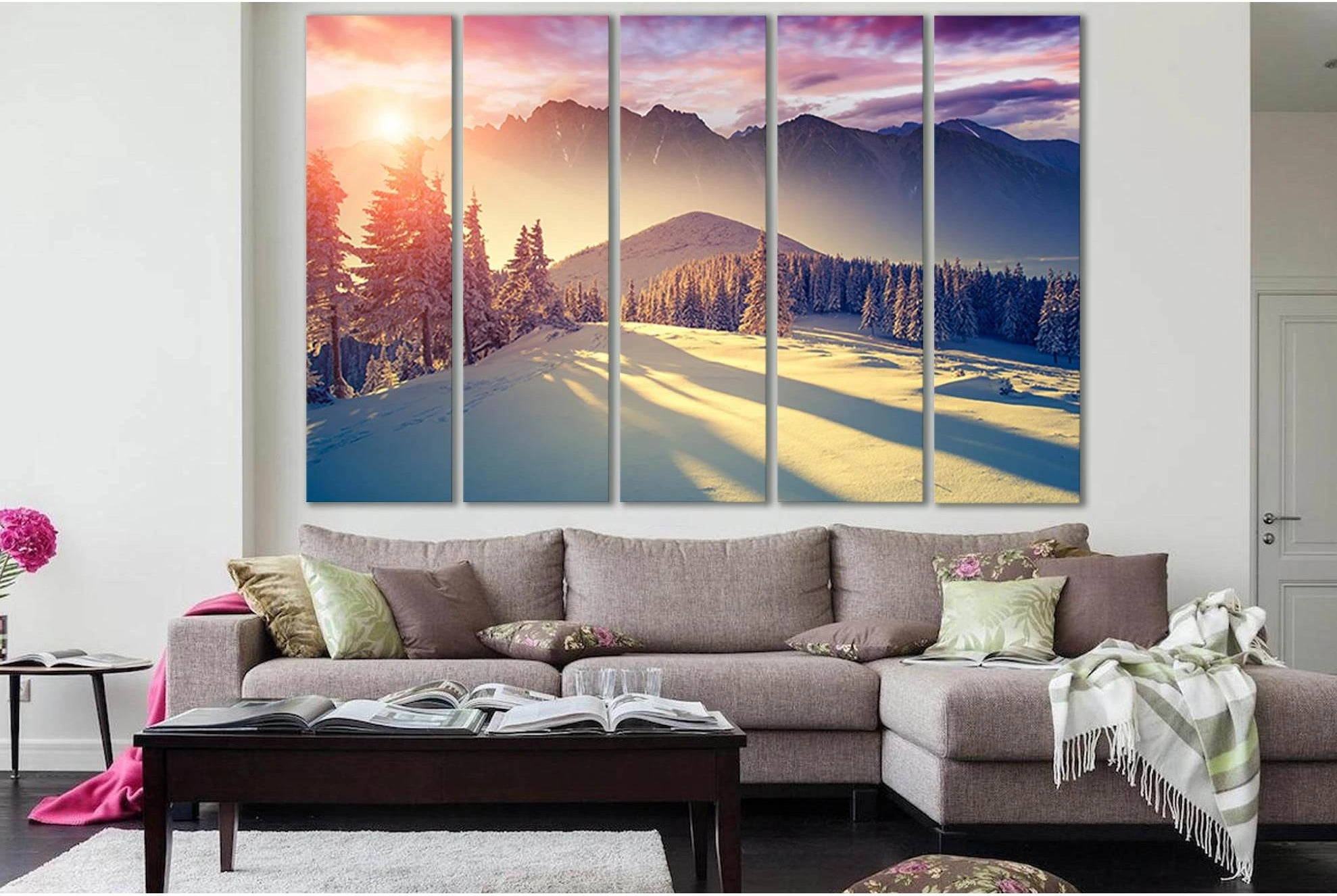 Winter Forest And Sunset In Mountains №SL1571 Ready to Hang Canvas PrintCanvas art arrives ready to hang, with hanging accessories included and no additional framing required. Every canvas print is hand-crafted, made on-demand at our workshop and expertly