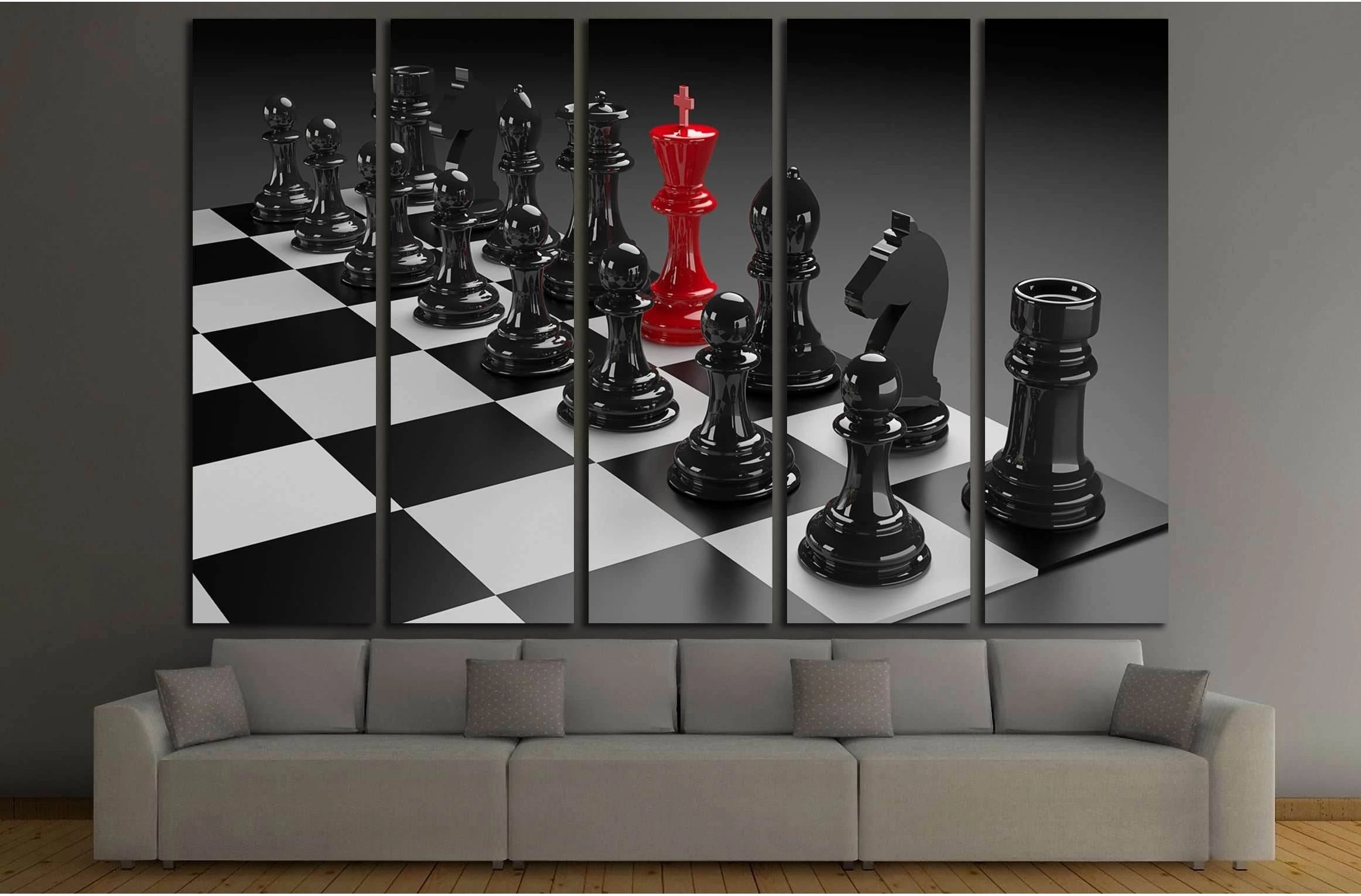 3D illustration of different chess figures and chess scenes №3235 Ready to Hang Canvas Print - Zellart Canvas Prints ALL_Products, s-3235