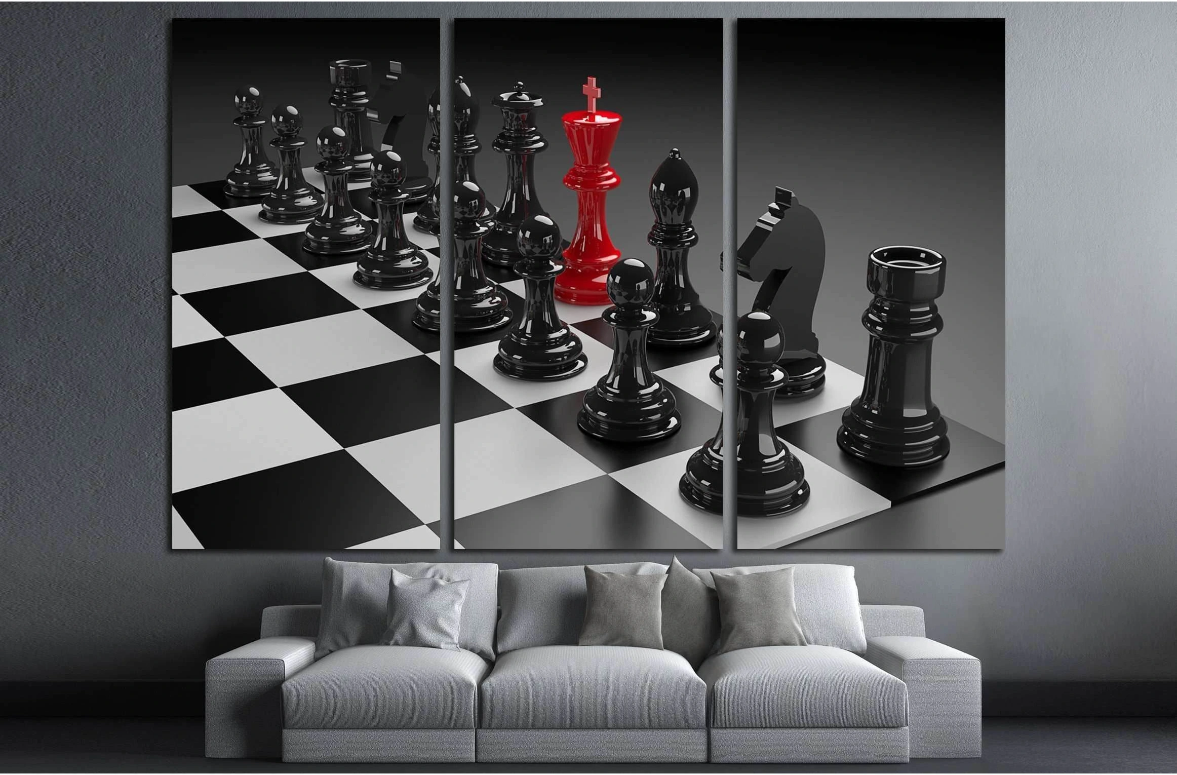 3D illustration of different chess figures and chess scenes №3235 Ready to Hang Canvas Print - Zellart Canvas Prints ALL_Products, s-3235
