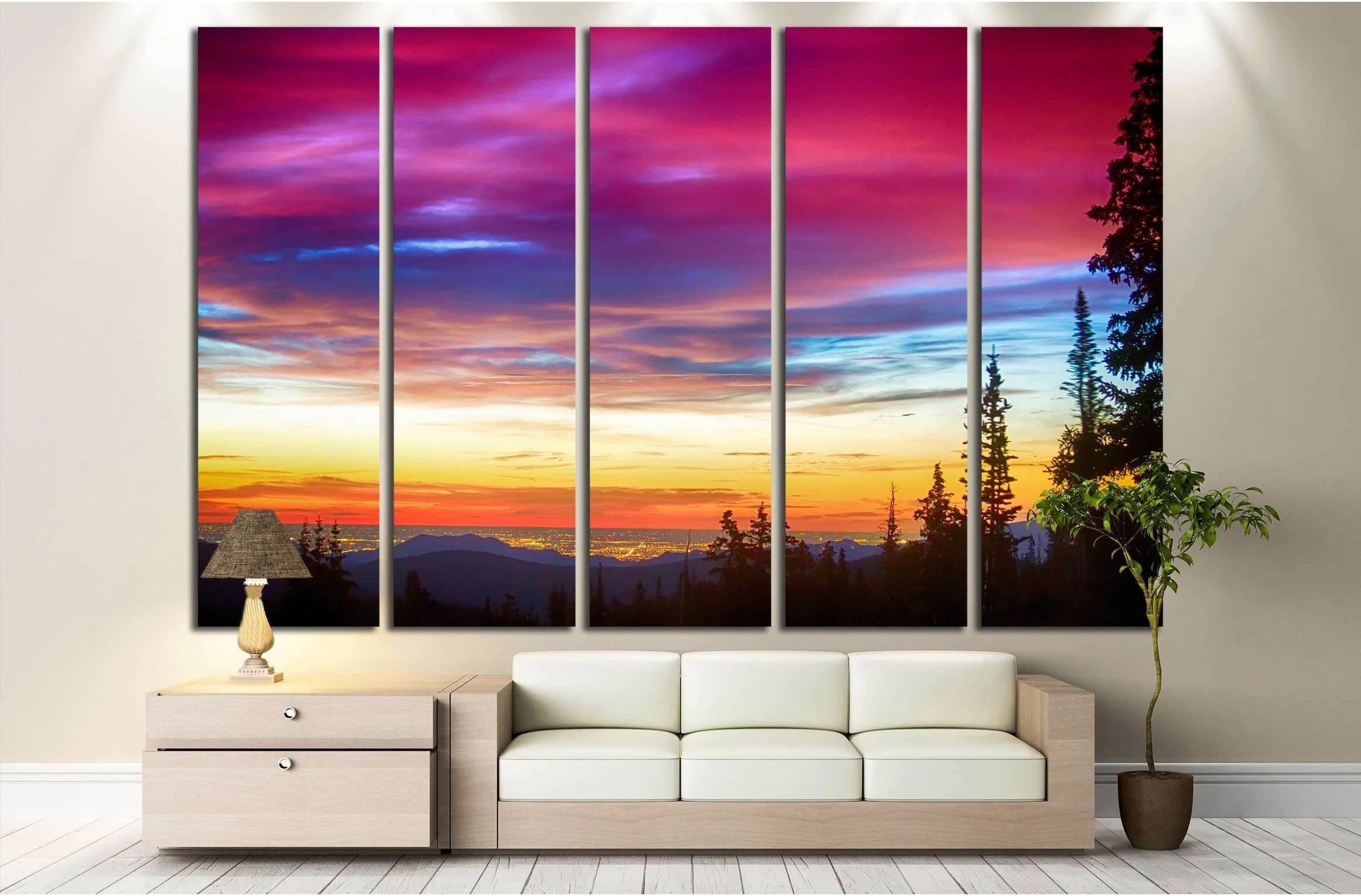 A beautiful colorful epic sunrise over the city lights of Boulder Colorado №2699 Ready to Hang Canvas Print - Zellart Canvas Prints ALL_Products, s-2699