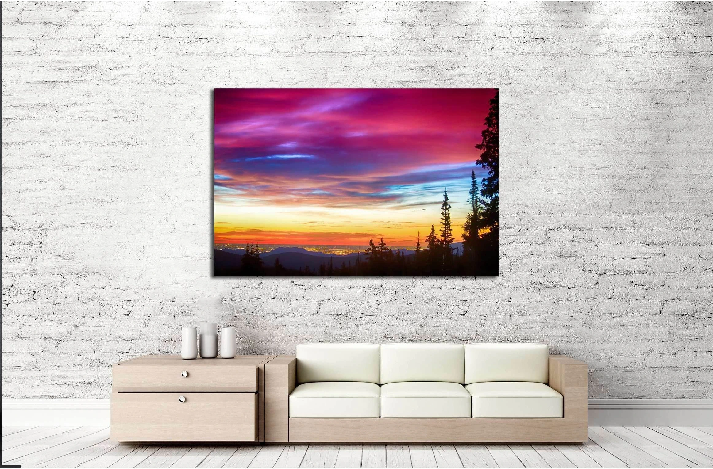 A beautiful colorful epic sunrise over the city lights of Boulder Colorado №2699 Ready to Hang Canvas Print - Zellart Canvas Prints ALL_Products, s-2699