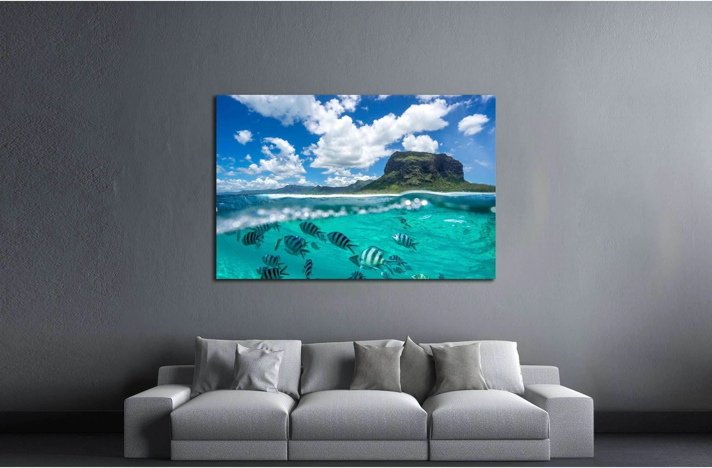 a beautiful mountain and clouds from the ocean №3150 Ready to Hang Canvas Print - Zellart Canvas Prints ALL_Products, s-3150