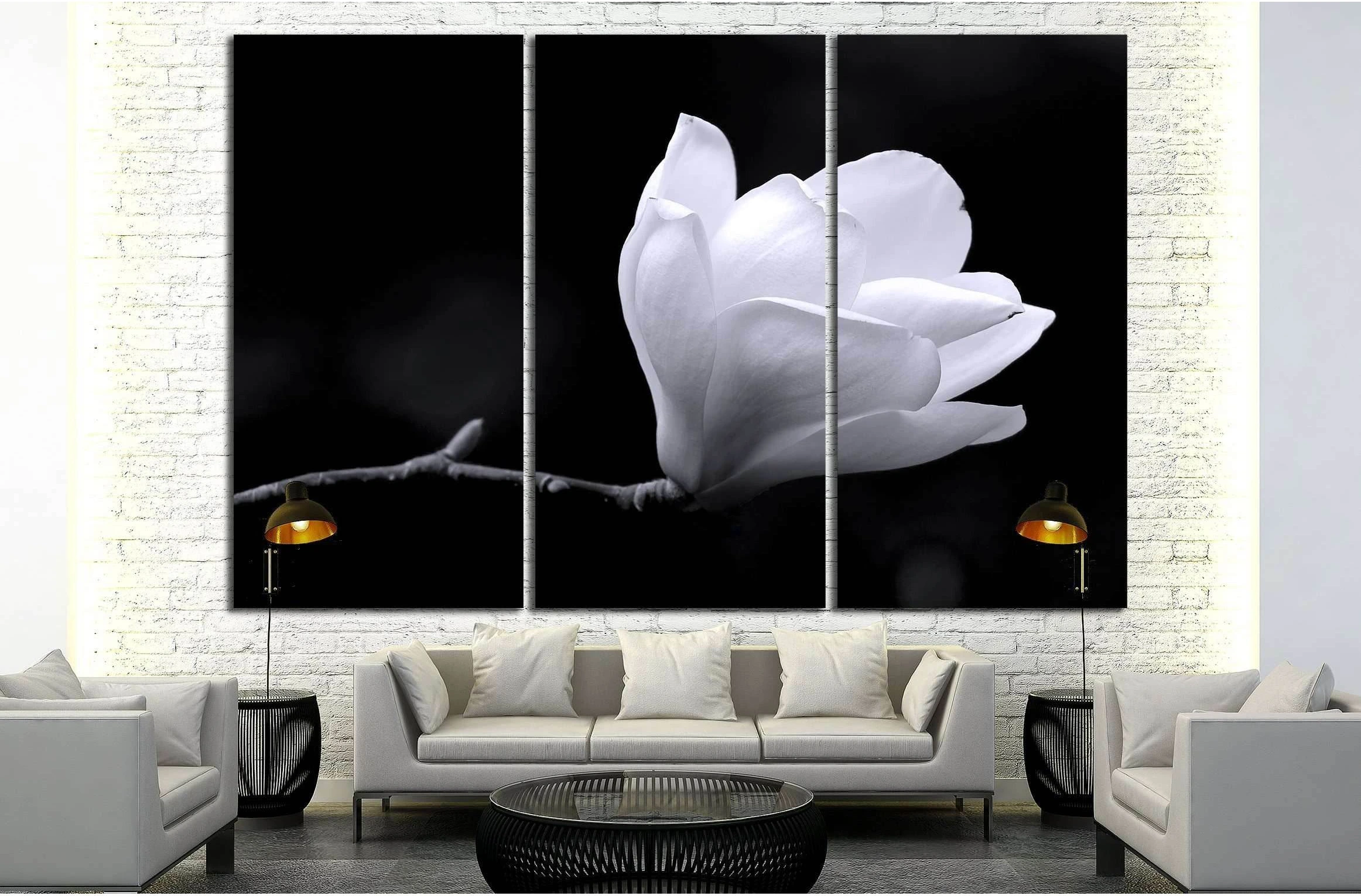 A black and white fine art portrait of the flower from a magnolia tree. №2747 Ready to Hang Canvas Print - Zellart Canvas Prints ALL_Products, s-2747
