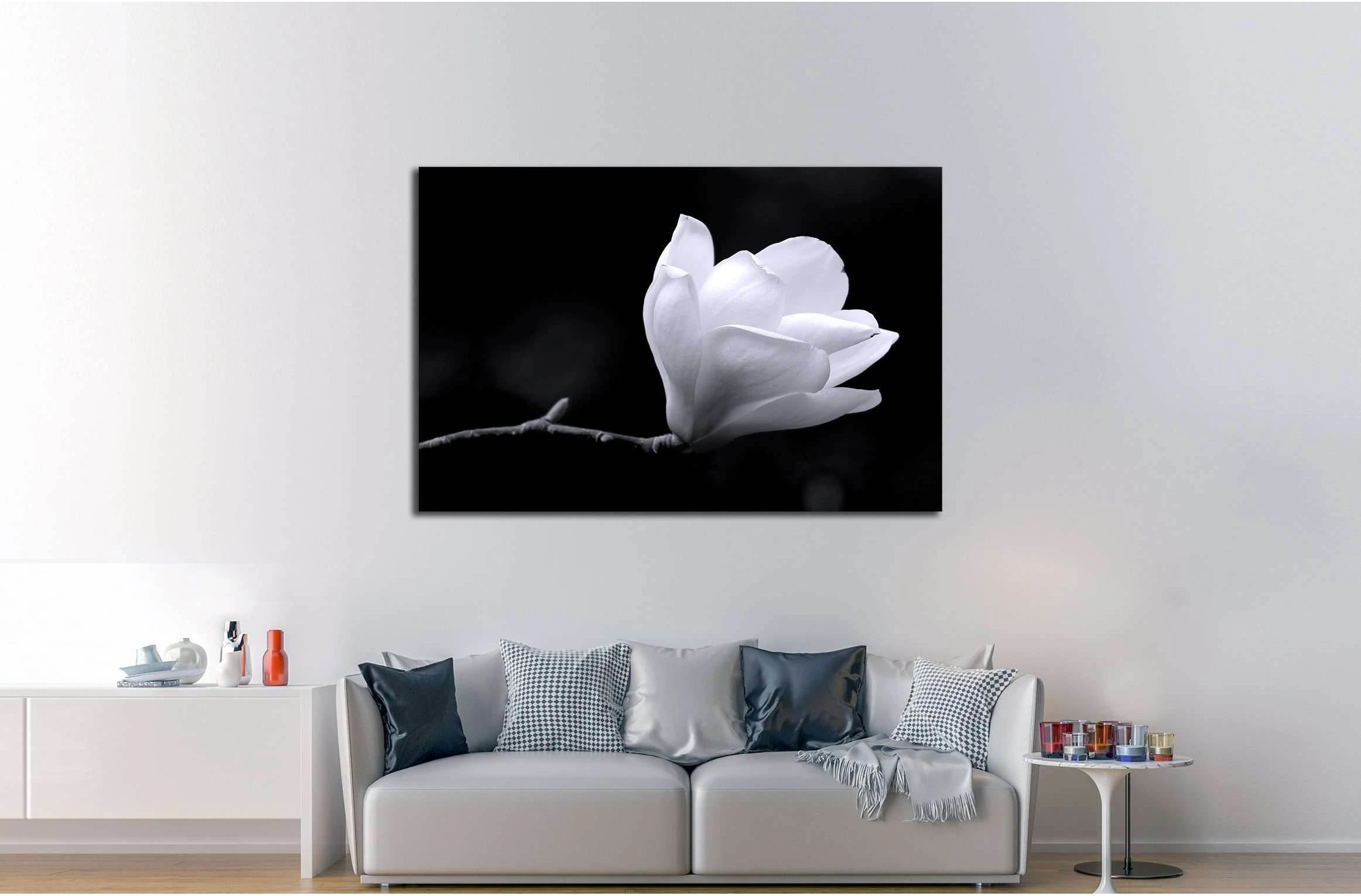 A black and white fine art portrait of the flower from a magnolia tree. №2747 Ready to Hang Canvas Print - Zellart Canvas Prints ALL_Products, s-2747