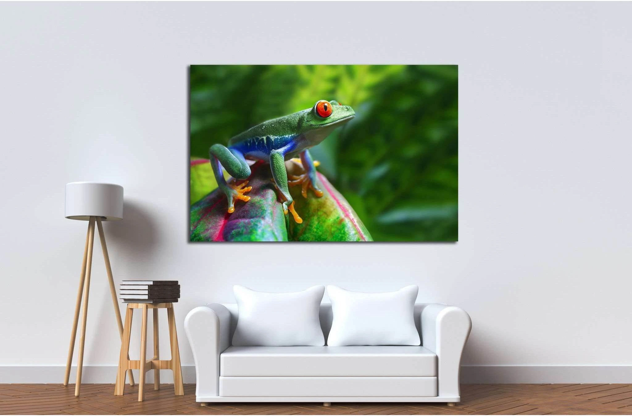 A colorful Red-Eyed Tree Frog in its tropical setting №1840 Ready to Hang Canvas Print - Zellart Canvas Prints ALL_Products, s-1840