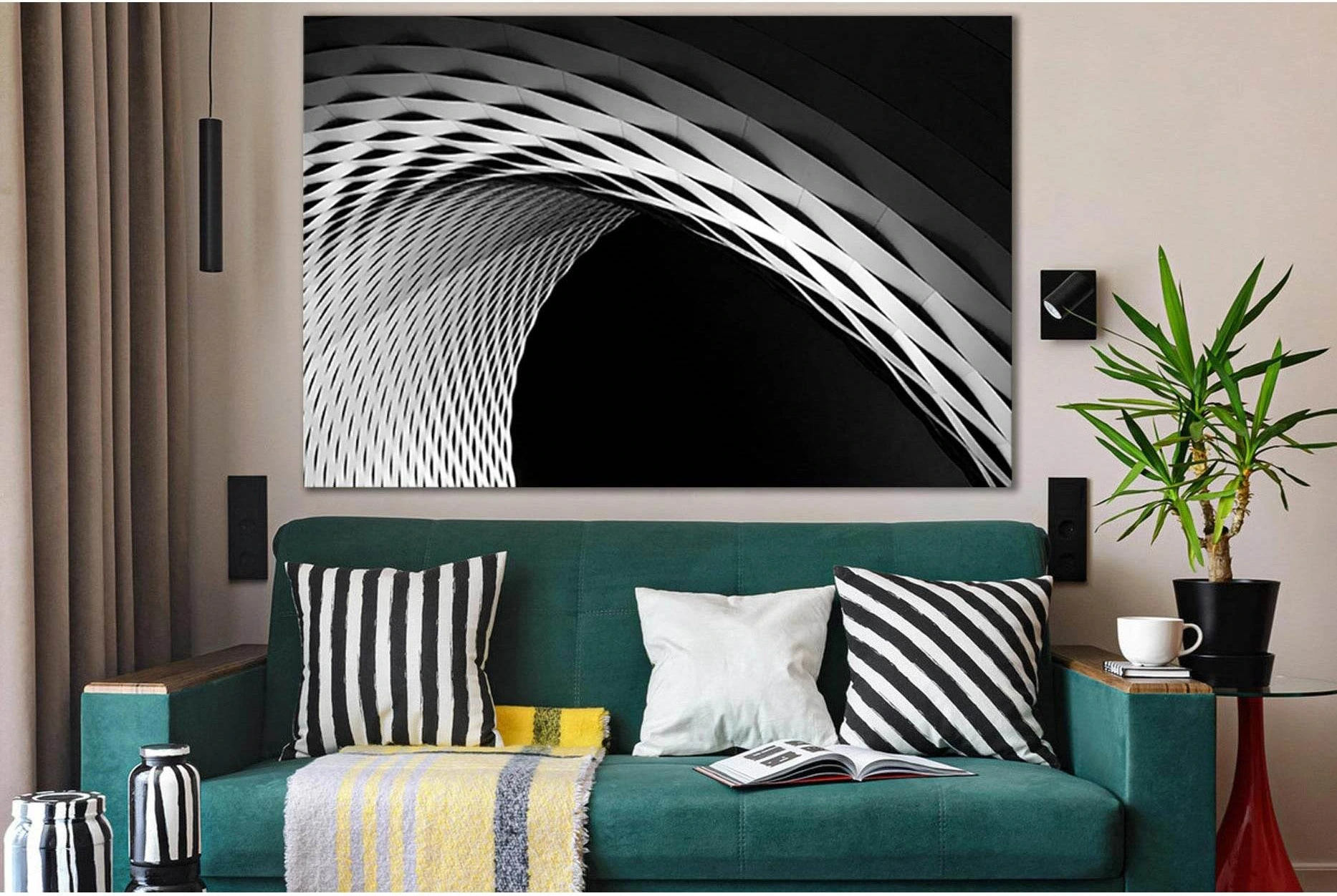 A Curve In A Latticework Facade №SL1411 Ready to Hang Canvas Print - Zellart Canvas Prints 0new, ALL_Products, Architecture