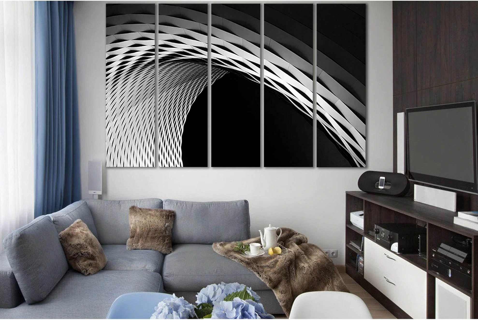 A Curve In A Latticework Facade №SL1411 Ready to Hang Canvas Print - Zellart Canvas Prints 0new, ALL_Products, Architecture