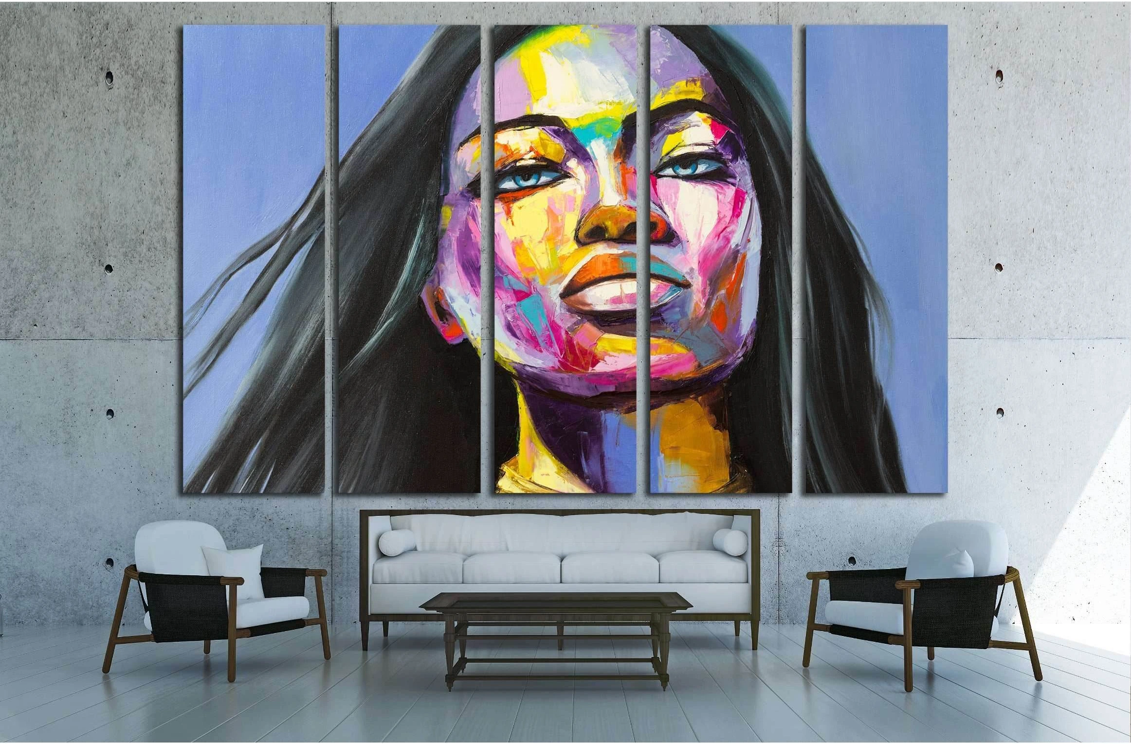 A fantasy woman portrait from colorful emotions series. Oil painting on canvas. №2760 Ready to Hang Canvas Print - Zellart Canvas Prints ALL_Products, s-2760