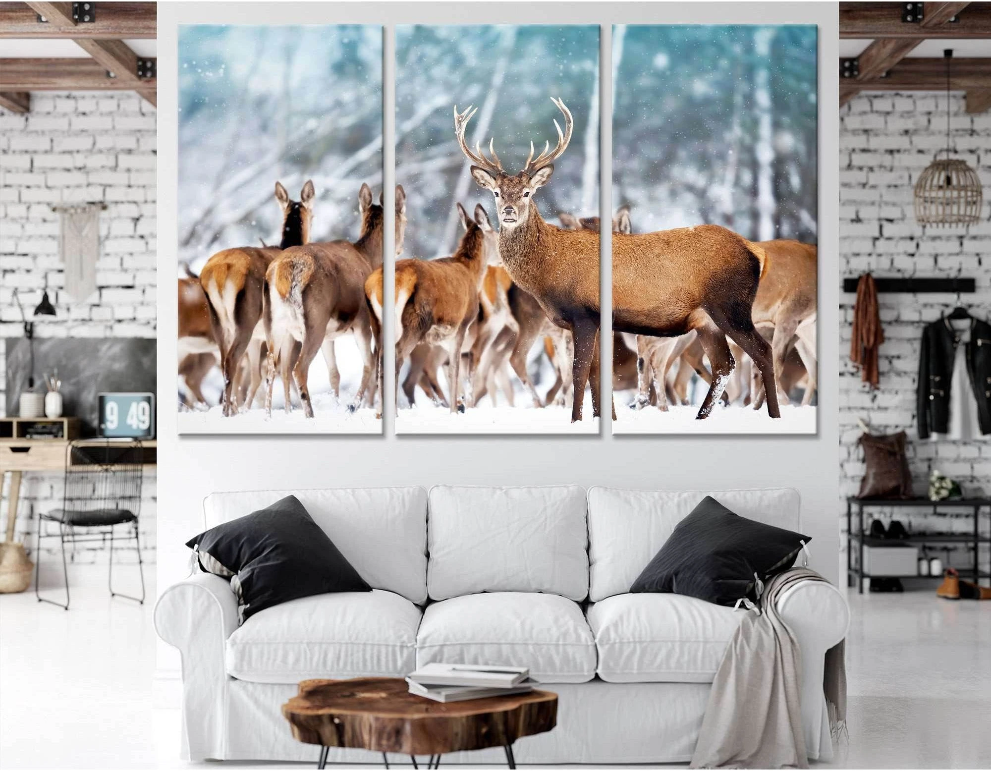 A noble deer in the herd №04138 Ready to Hang Canvas Print - Zellart Canvas Prints ALL_Products