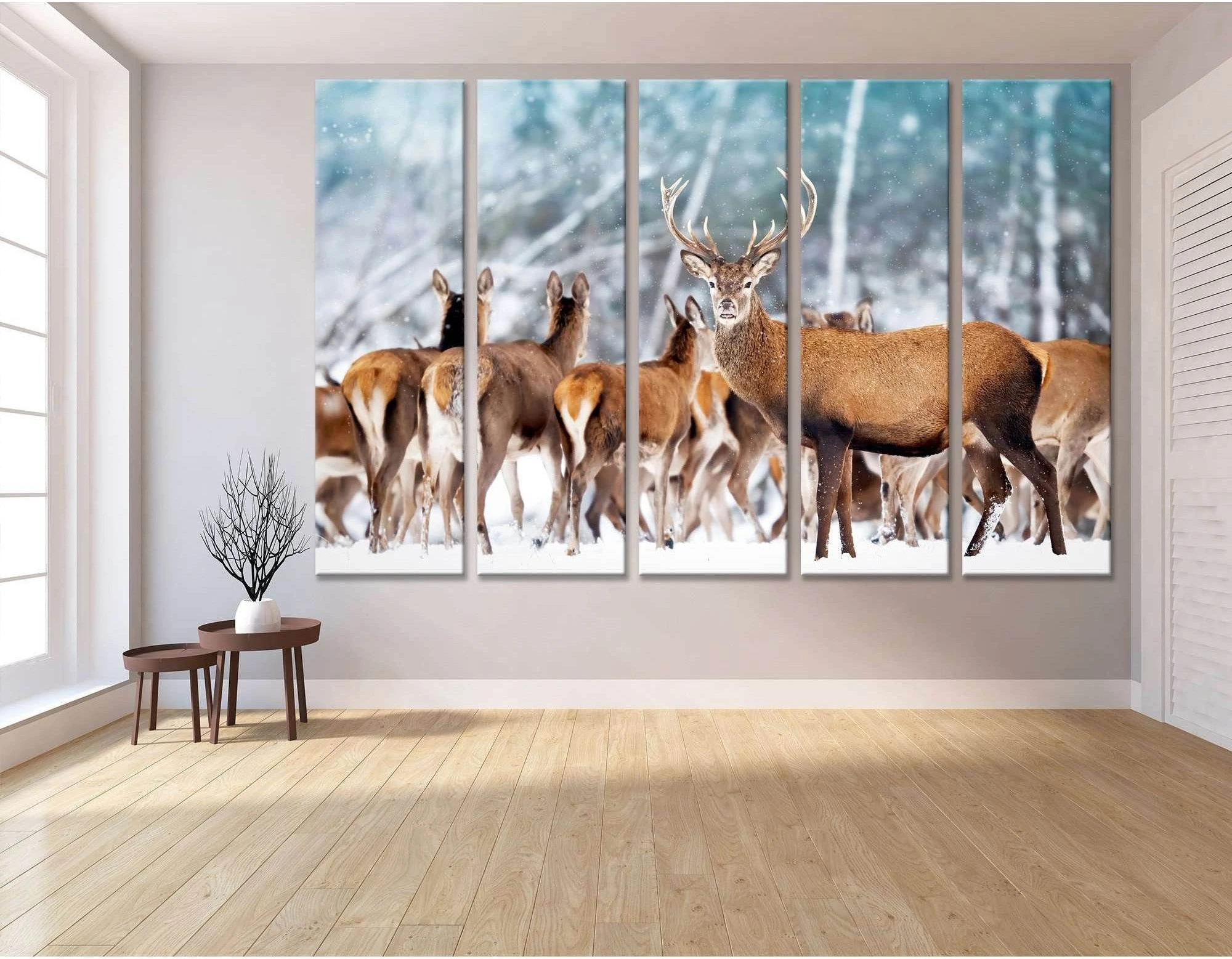 A noble deer in the herd №04138 Ready to Hang Canvas Print - Zellart Canvas Prints ALL_Products