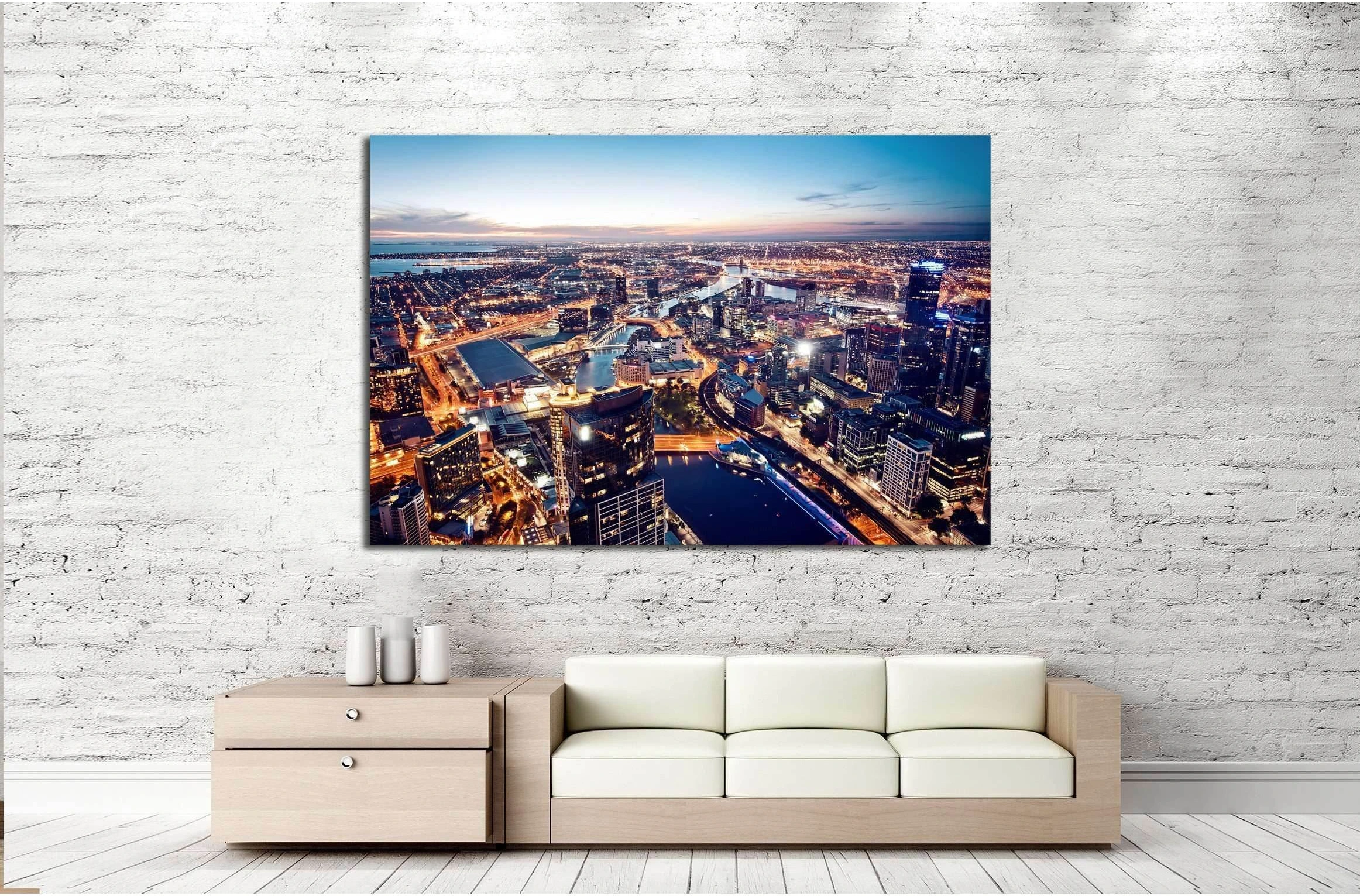 A view of Melbourne at night, Victoria, Australia №2264 Ready to Hang Canvas Print - Zellart Canvas Prints ALL_Products, s-2264