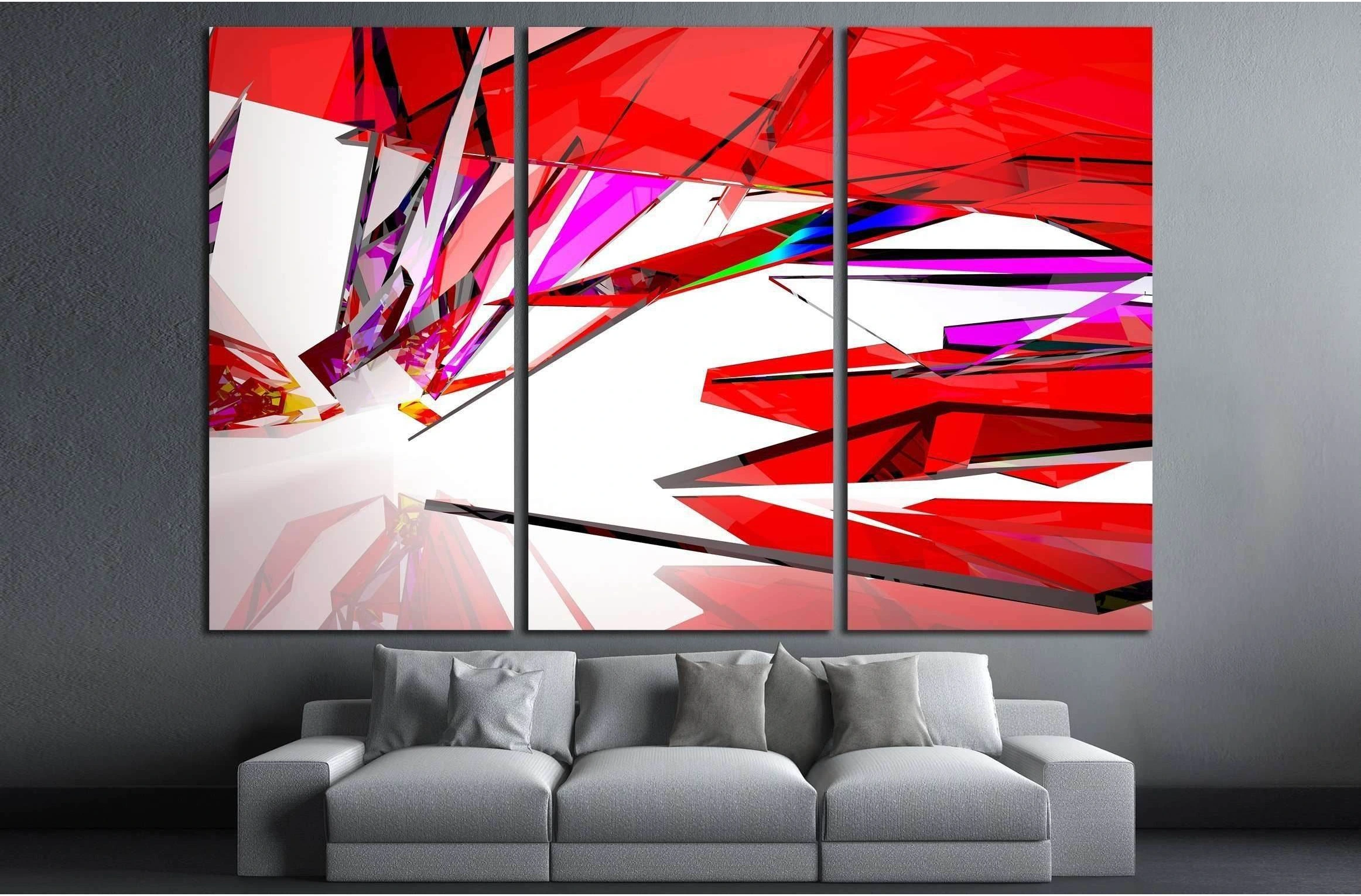 abstract architectural interior with gradient geometric glass sculpture with black lines №2568 Ready to Hang Canvas Print - Zellart Canvas Prints ALL_Products, s-2568