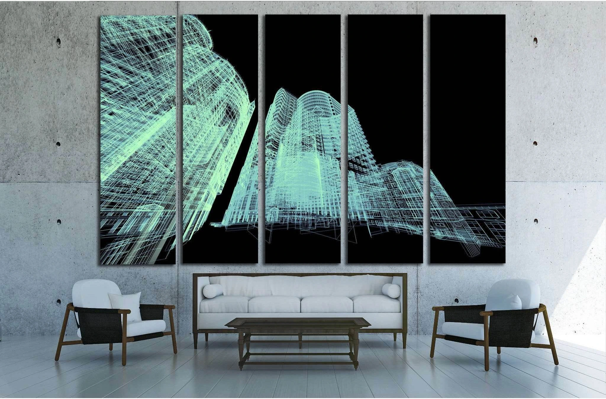Abstract architecture 3D illustration №1579 Ready to Hang Canvas Print - Zellart Canvas Prints ALL_Products, s-1579