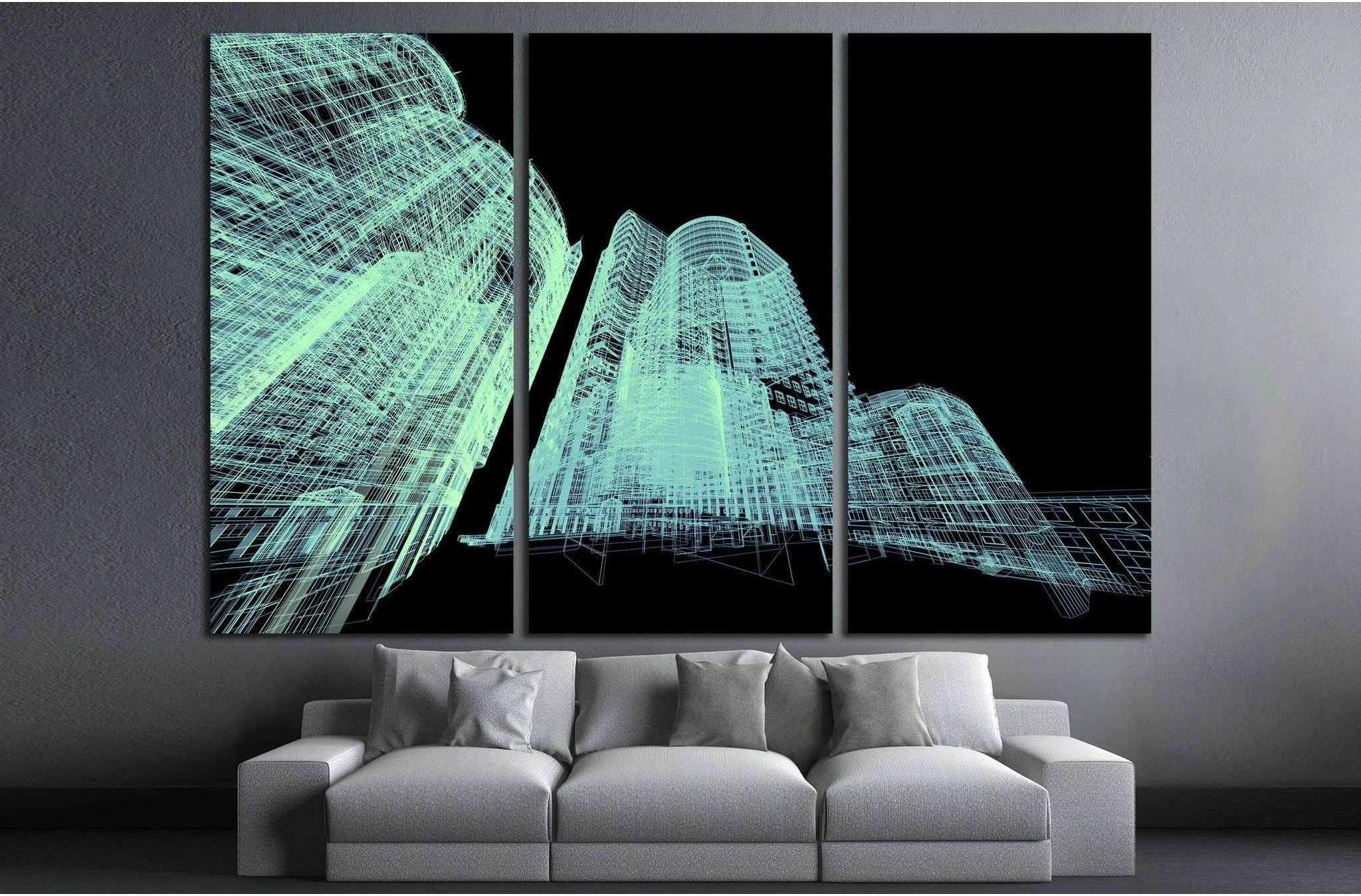 Abstract architecture 3D illustration №1579 Ready to Hang Canvas Print - Zellart Canvas Prints ALL_Products, s-1579