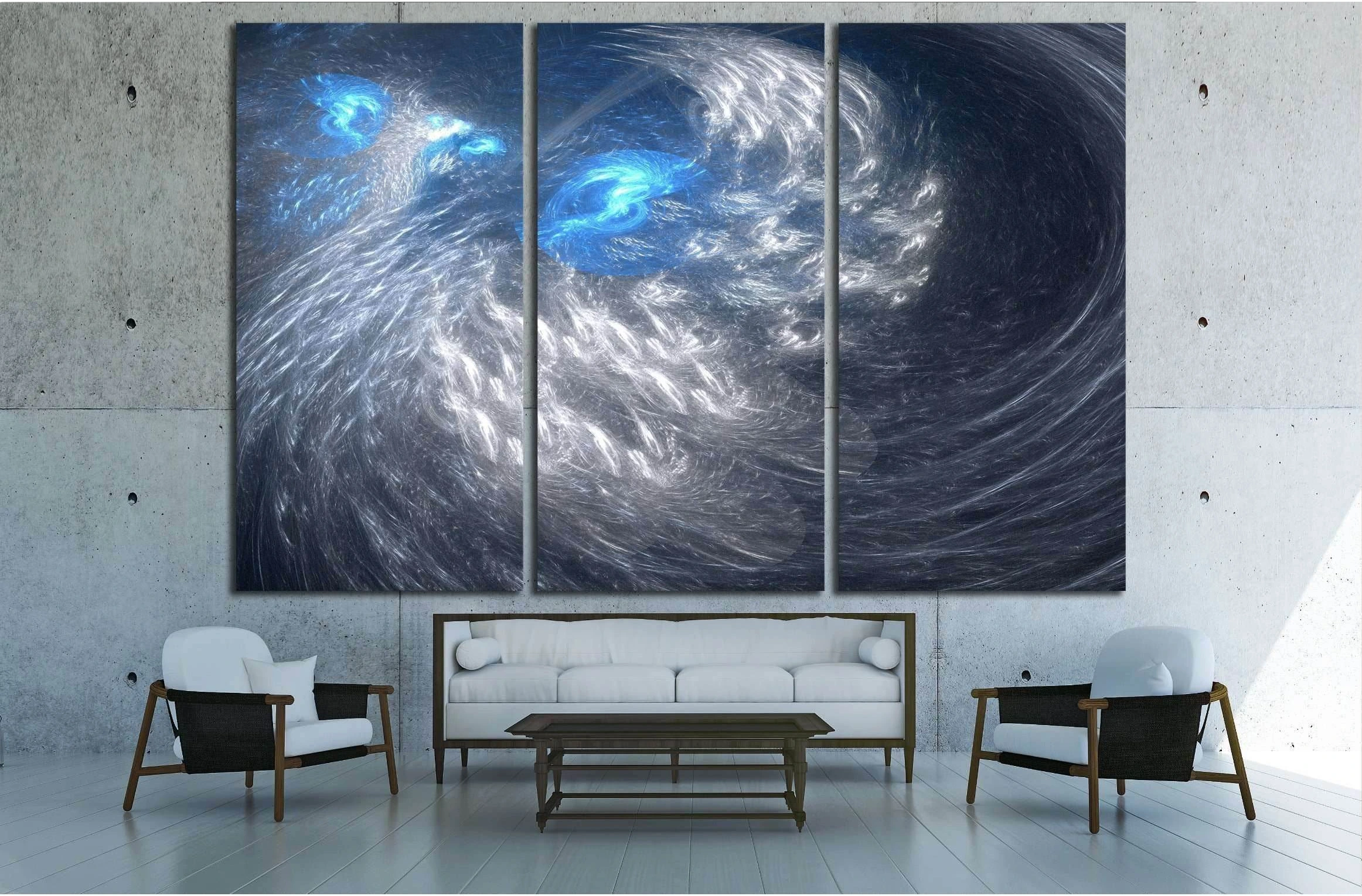 Abstract background. Gray - blue palette. Raster fractal graphics. №2530 Ready to Hang Canvas Print - Zellart Canvas Prints ALL_Products, s-2530