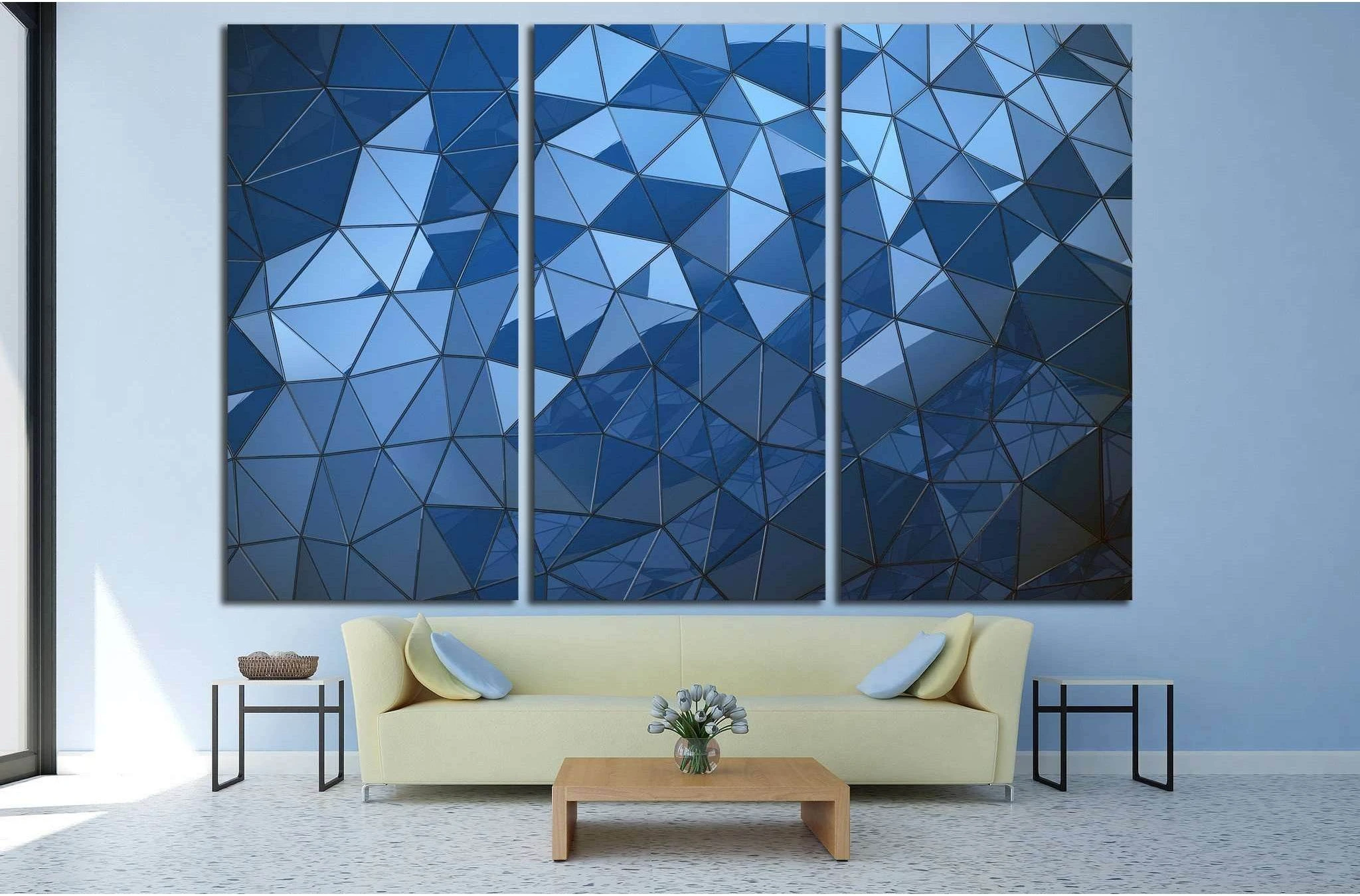 Abstract Blue polygon background №1607 Ready to Hang Canvas Print - Zellart Canvas Prints ALL_Products, s-1607
