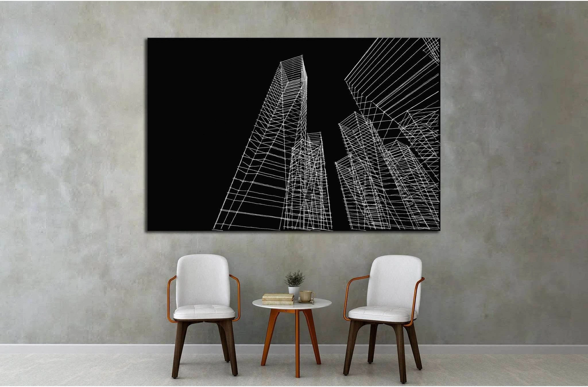 abstract city buildings sketch №1580 Ready to Hang Canvas Print - Zellart Canvas Prints ALL_Products, s-1580