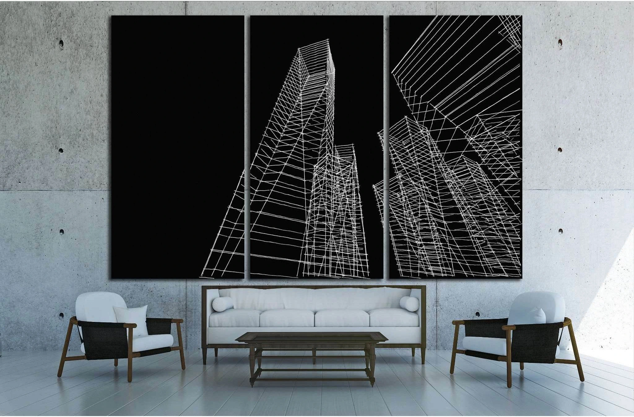 abstract city buildings sketch №1580 Ready to Hang Canvas Print - Zellart Canvas Prints ALL_Products, s-1580