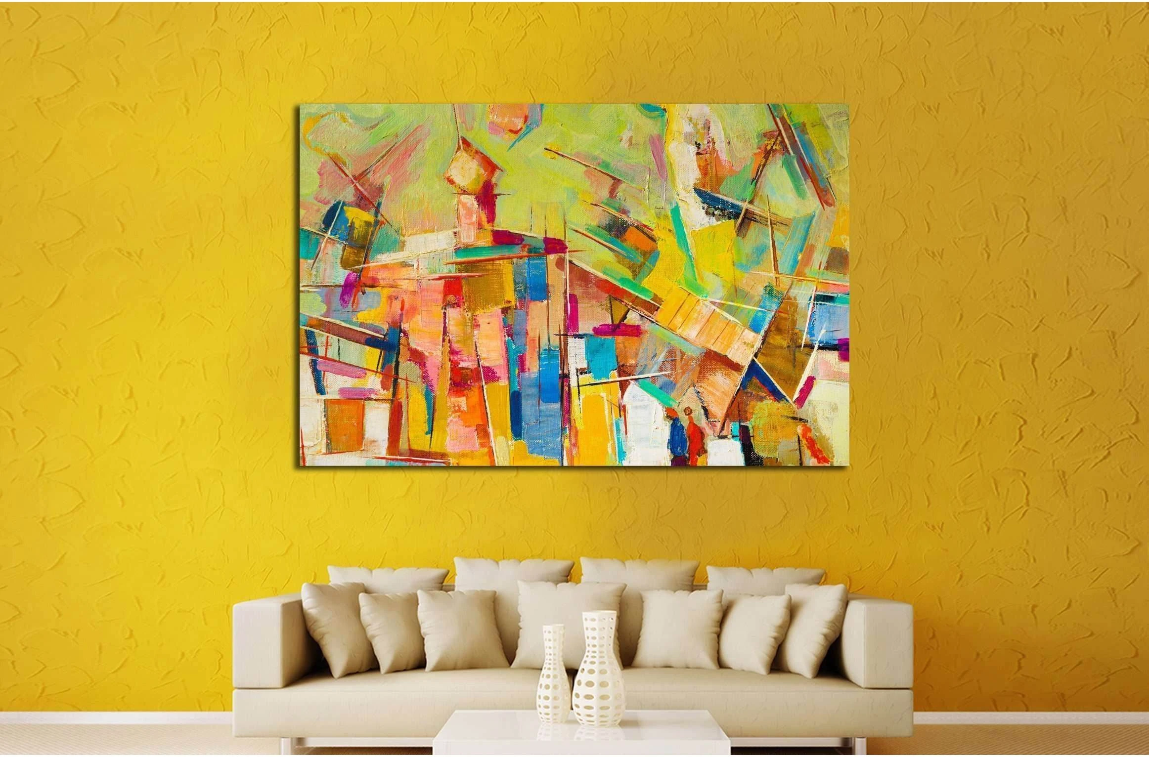 Abstract colorful oil painting on canvas №2533 Ready to Hang Canvas Print - Zellart Canvas Prints ALL_Products, s-2533