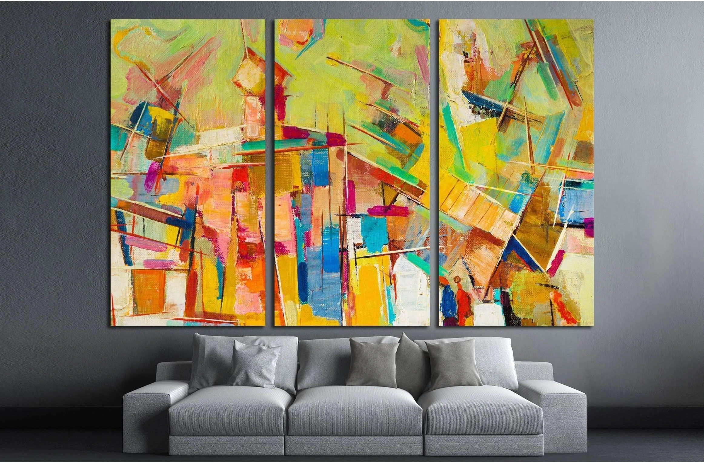 Abstract colorful oil painting on canvas №2533 Ready to Hang Canvas Print - Zellart Canvas Prints ALL_Products, s-2533