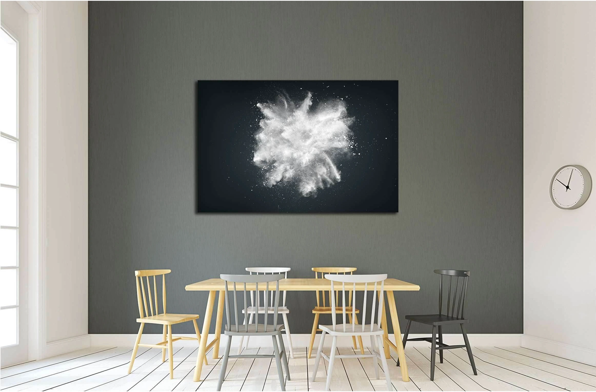 Abstract design of white powder cloud against dark background №2544 Ready to Hang Canvas Print - Zellart Canvas Prints ALL_Products, s-2544