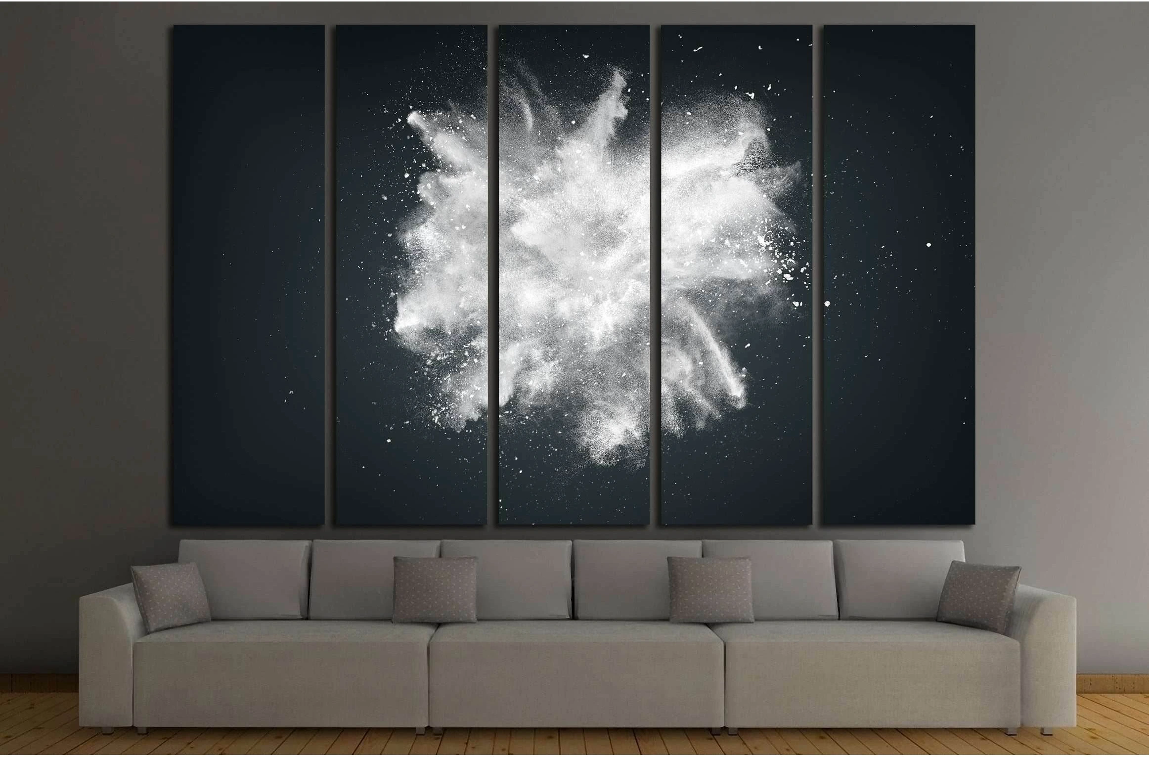 Abstract design of white powder cloud against dark background №2544 Ready to Hang Canvas Print - Zellart Canvas Prints ALL_Products, s-2544