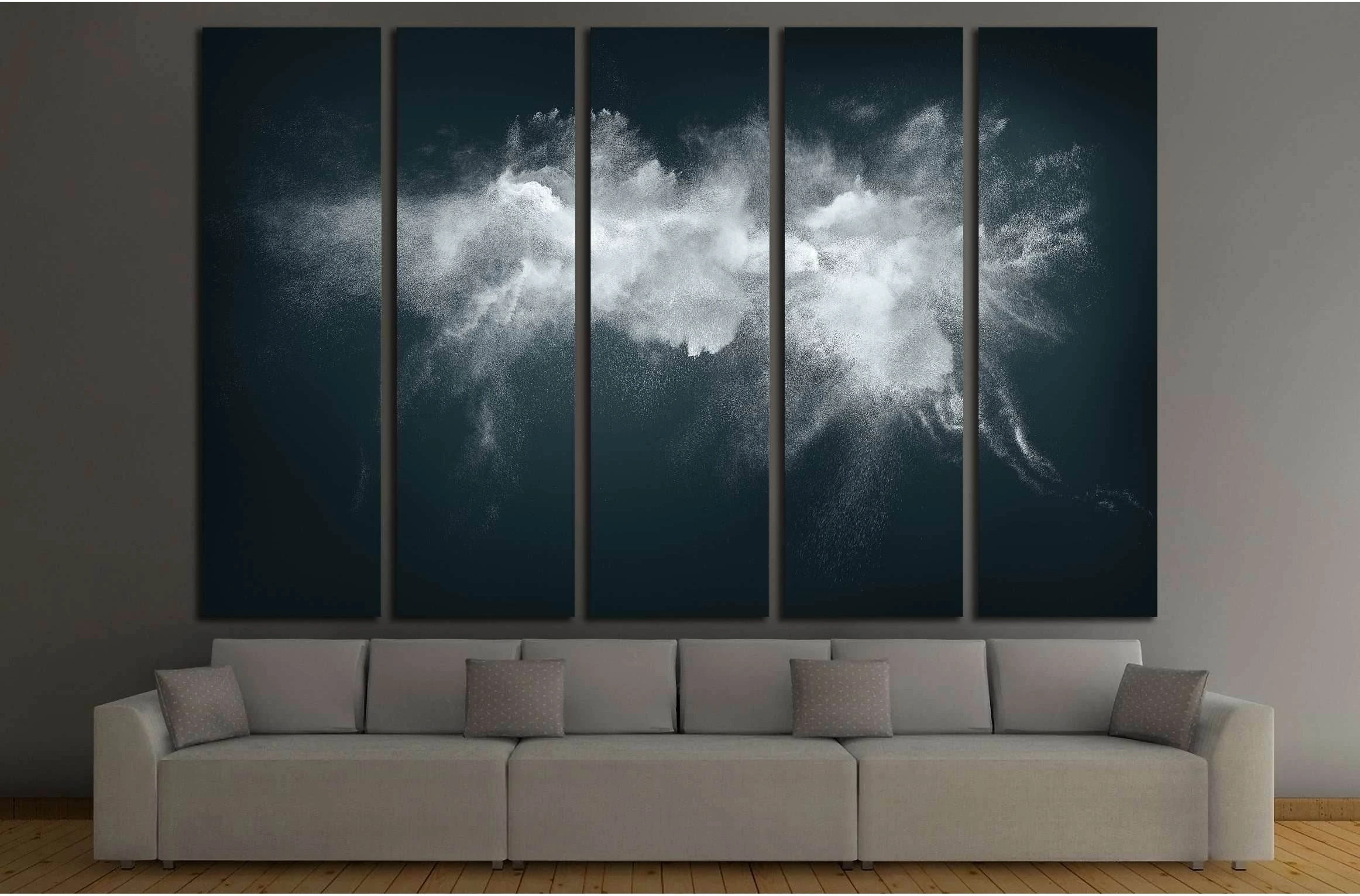 Abstract design of white powder cloud against dark background №2535 Ready to Hang Canvas Print - Zellart Canvas Prints ALL_Products, s-2535