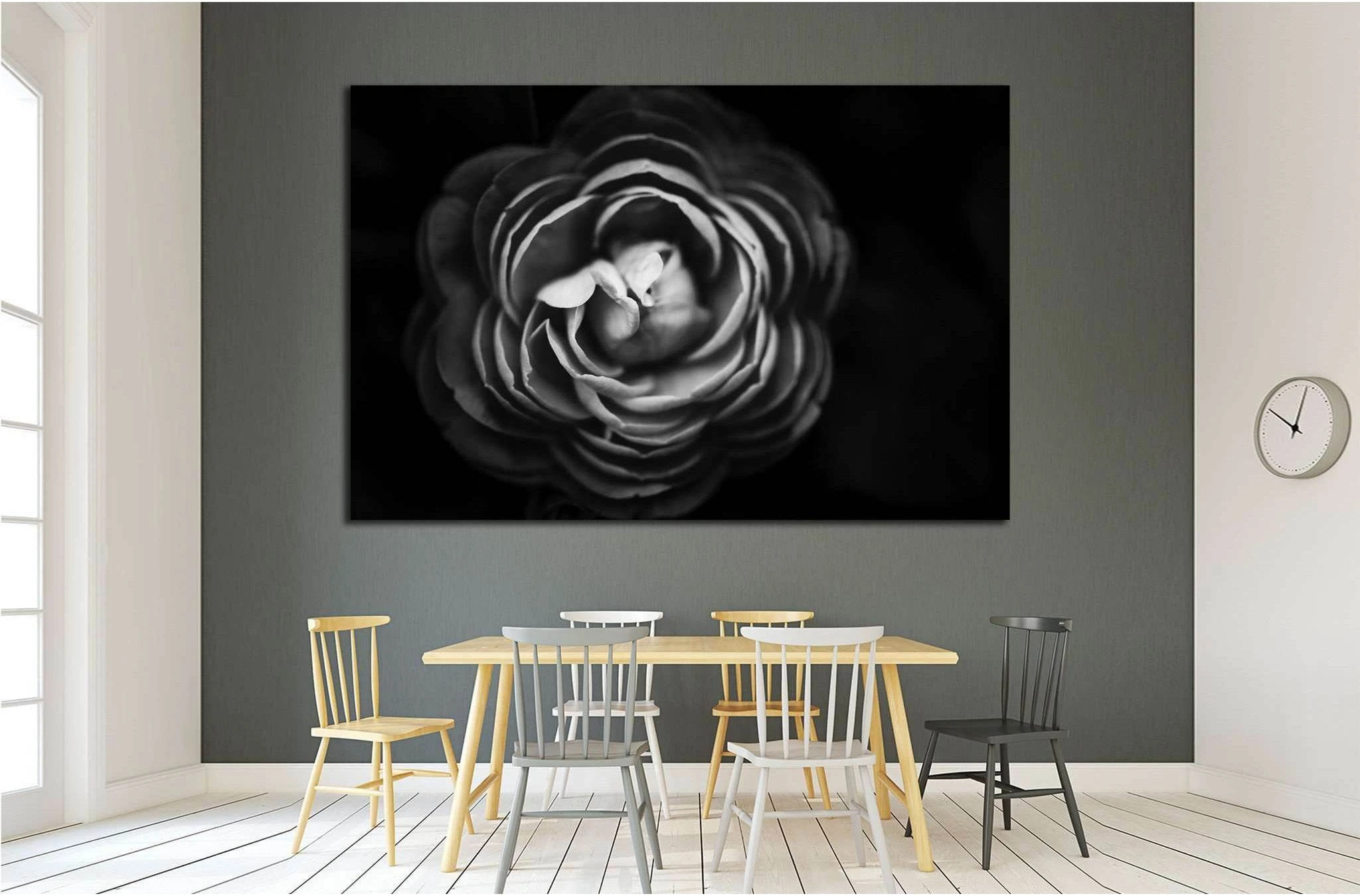 Abstract flowers black and white background №1589 Ready to Hang Canvas Print - Zellart Canvas Prints ALL_Products, s-1589