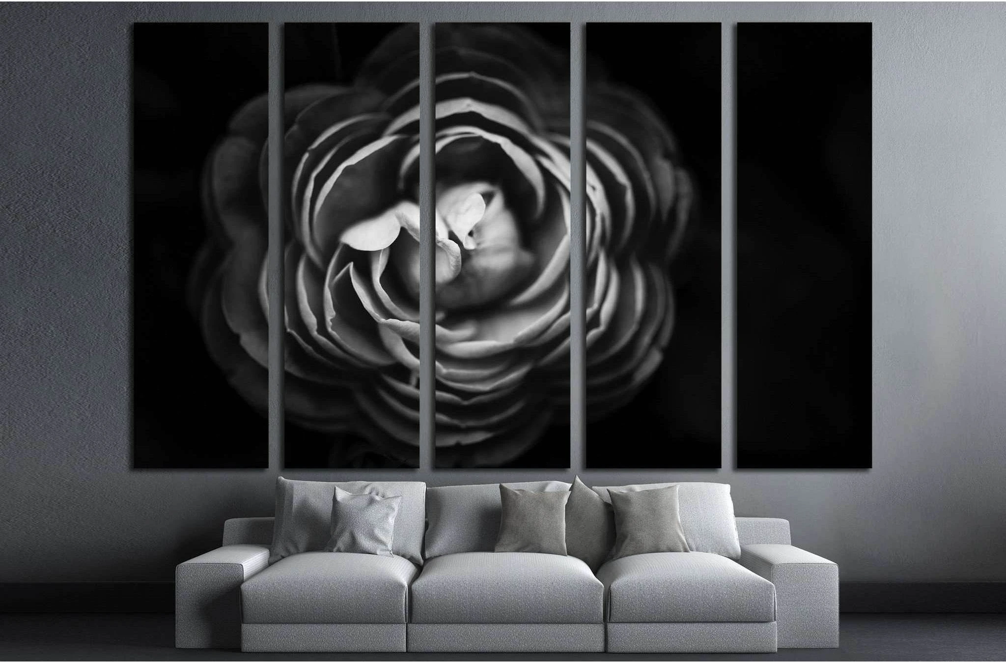 Abstract flowers black and white background №1589 Ready to Hang Canvas Print - Zellart Canvas Prints ALL_Products, s-1589