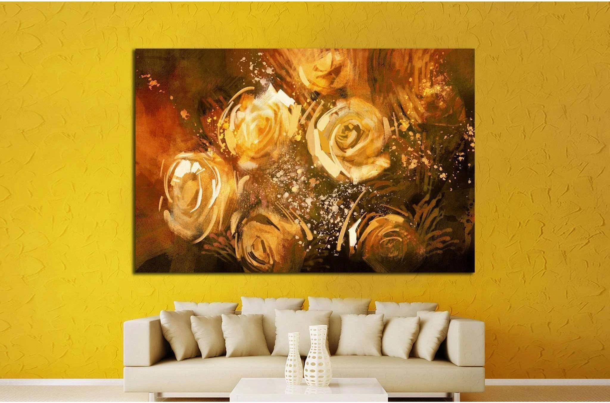 abstract flowers vintage style №1345 Ready to Hang Canvas Print - Zellart Canvas Prints ALL_Products, s-1345
