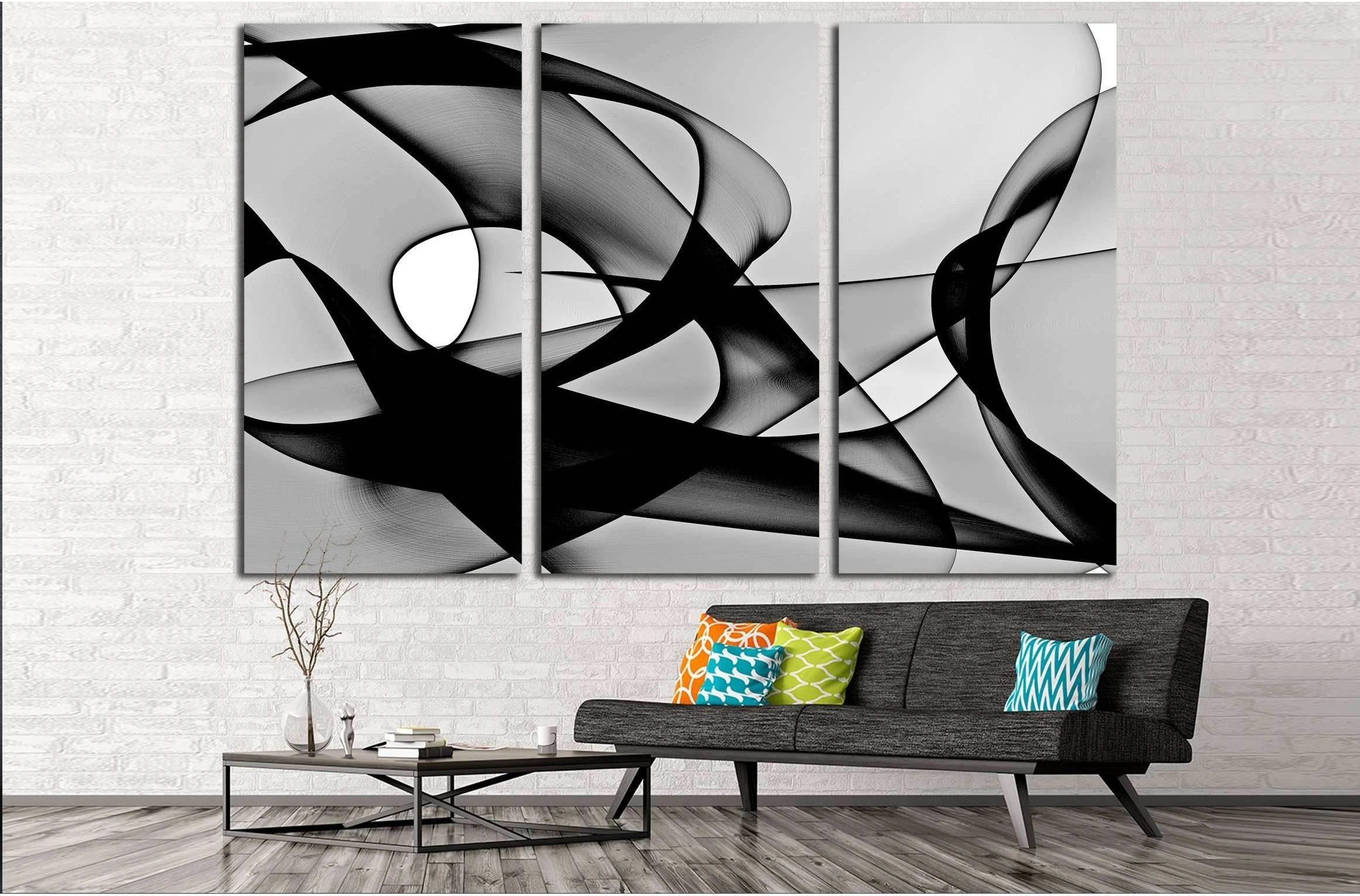 Abstract generated black and white pattern background №2880 Ready to Hang Canvas Print - Zellart Canvas Prints ALL_Products, s-2880