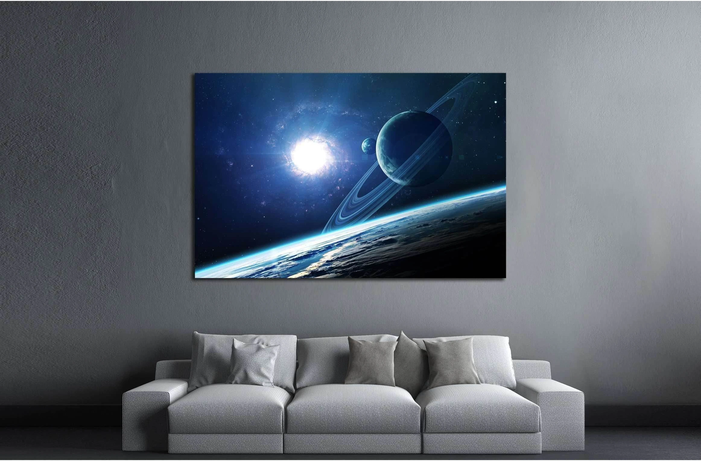 Abstract scientific background - planets in space, nebula and stars №2433 Ready to Hang Canvas Print - Zellart Canvas Prints ALL_Products, s-2433
