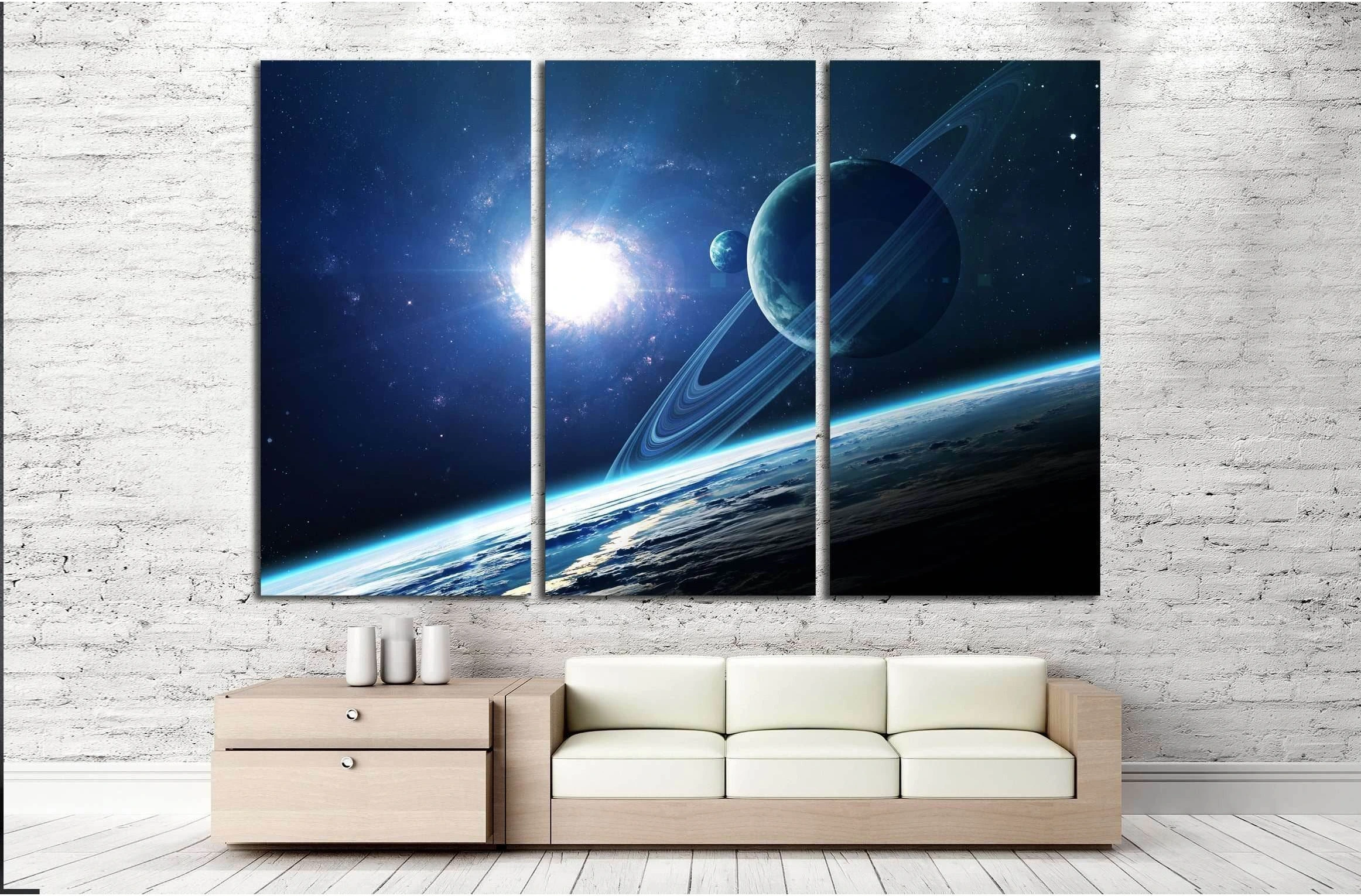 Abstract scientific background - planets in space, nebula and stars №2433 Ready to Hang Canvas Print - Zellart Canvas Prints ALL_Products, s-2433